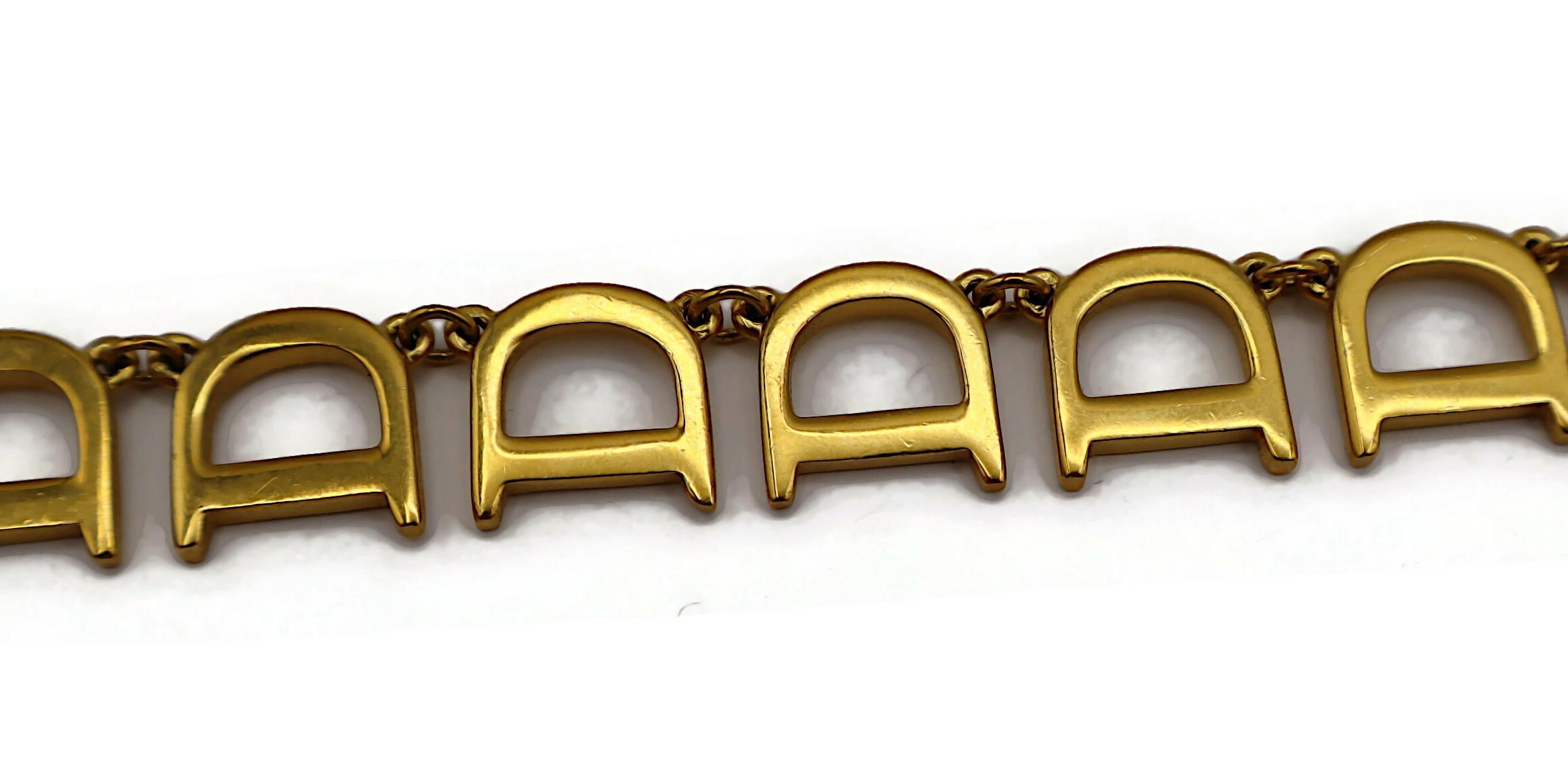 CHRISTIAN DIOR Vintage Gold Tone Initial D Necklace and Bracelet Set For Sale 5