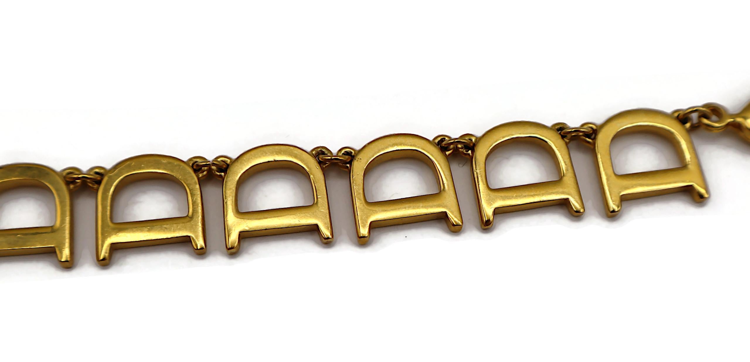 CHRISTIAN DIOR Vintage Gold Tone Initial D Necklace and Bracelet Set For Sale 6