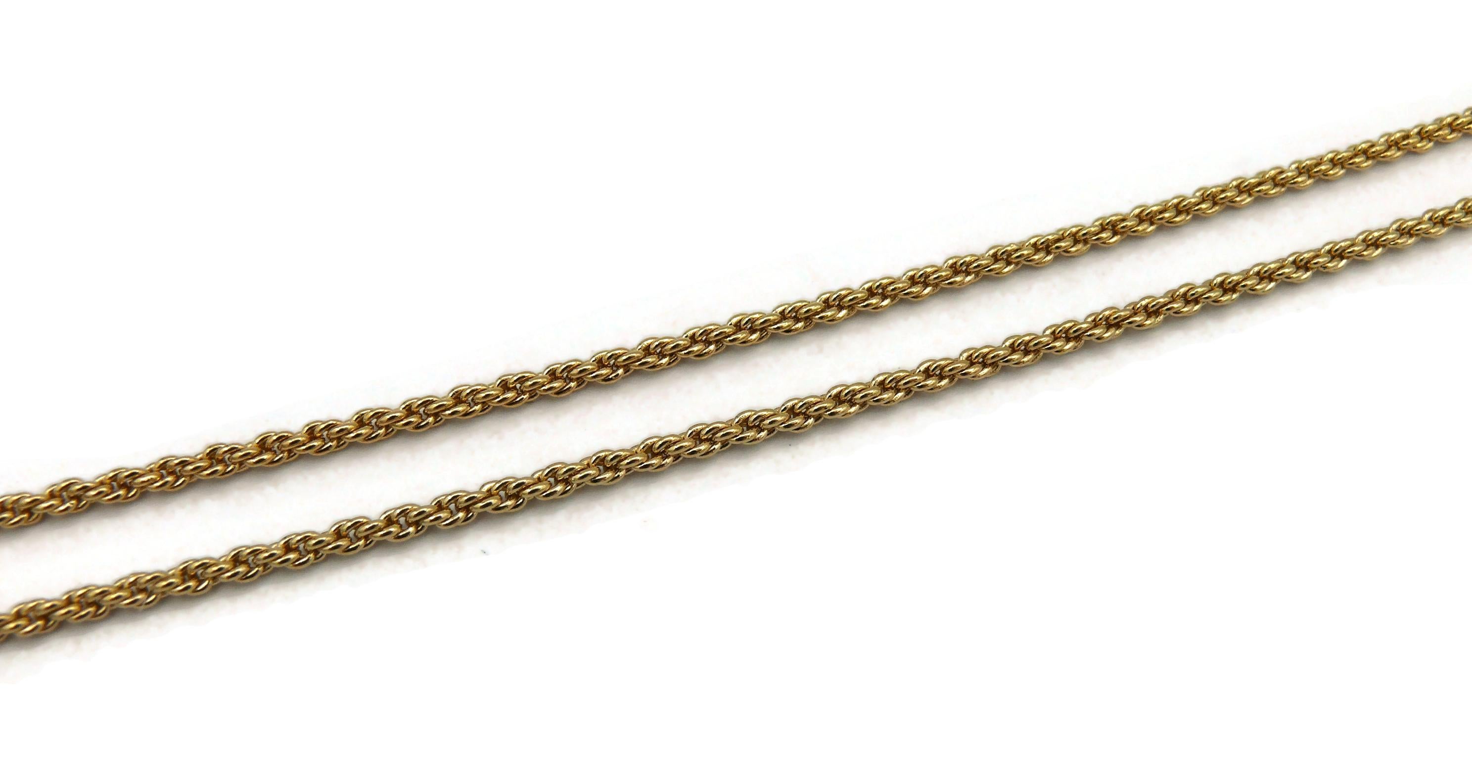 CHRISTIAN DIOR Vintage Gold Tone Jewelled Logo Pendant Necklace For Sale 6