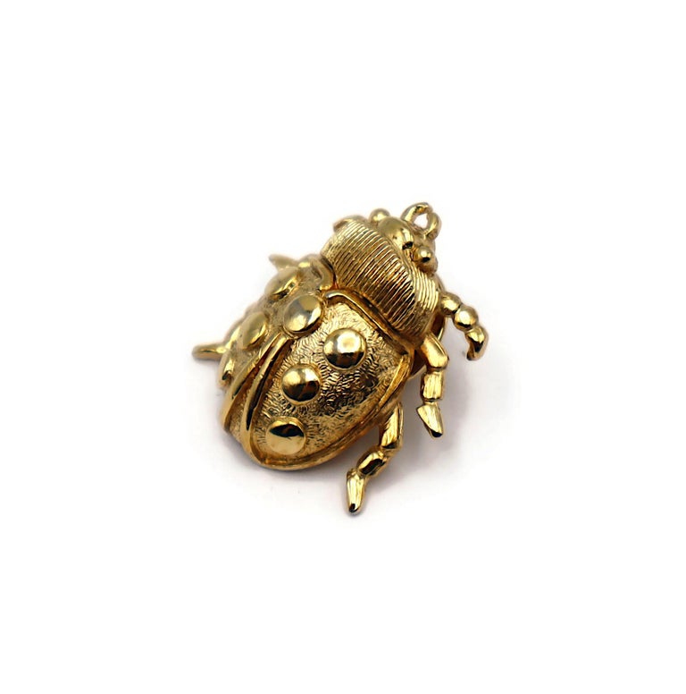CHRISTIAN DIOR Vintage Gold-Tone Ladybug Pin Brooch at 1stDibs