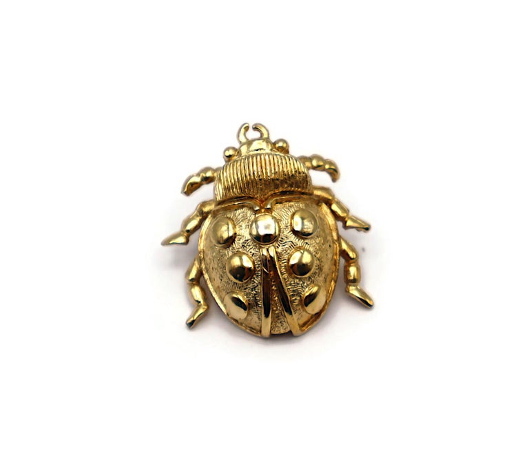 CHRISTIAN DIOR Vintage Gold-Tone Ladybug Pin Brooch at 1stDibs