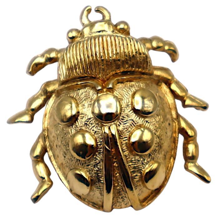 CHRISTIAN DIOR Vintage Gold-Tone Ladybug Pin Brooch at 1stDibs