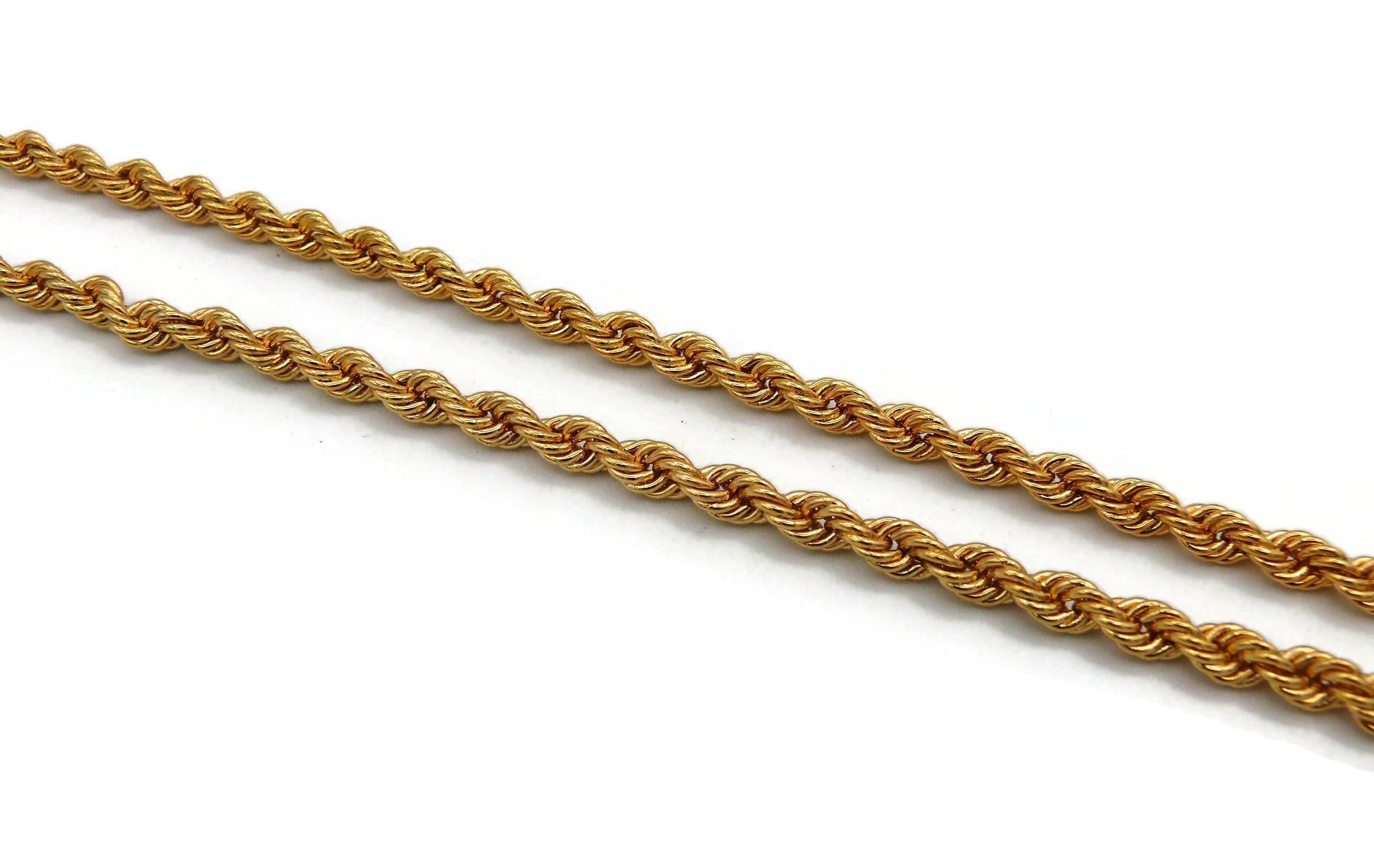 Women's CHRISTIAN DIOR Vintage Gold Tone Logo Pendant Necklace For Sale