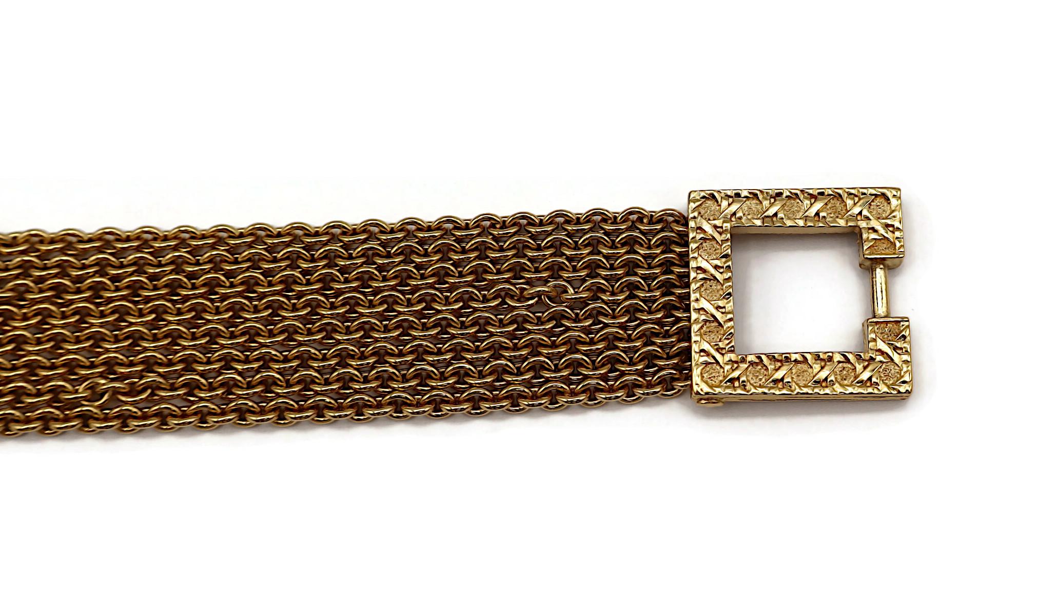 CHRISTIAN DIOR Vintage Gold Tone Multi Chain Cannage Link Necklace For Sale 7
