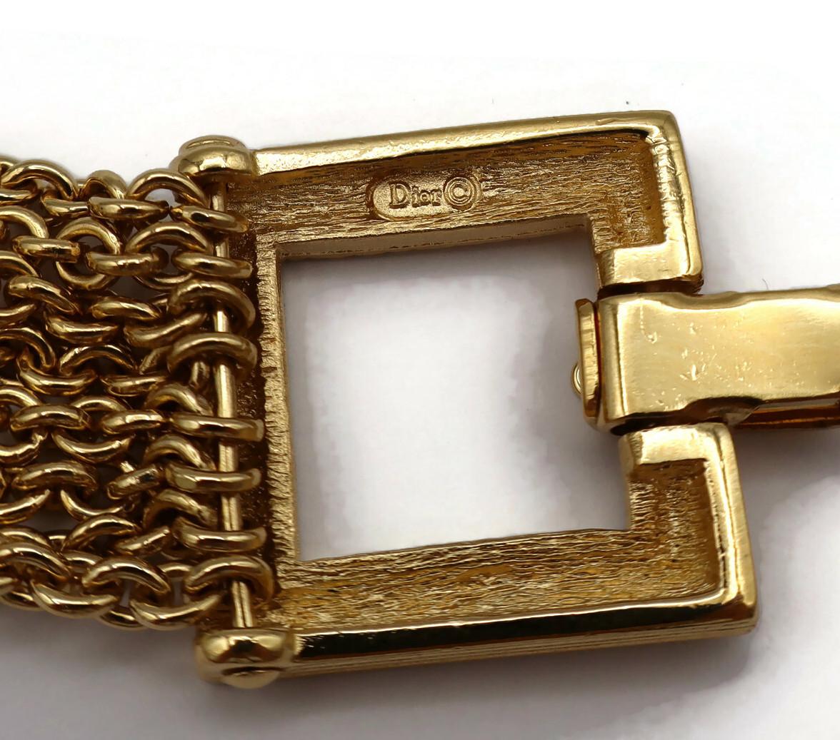 CHRISTIAN DIOR Vintage Gold Tone Multi Chain Cannage Link Necklace For Sale 9