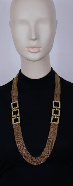 CHRISTIAN DIOR Vintage Gold Tone Multi Chain Cannage Link Necklace