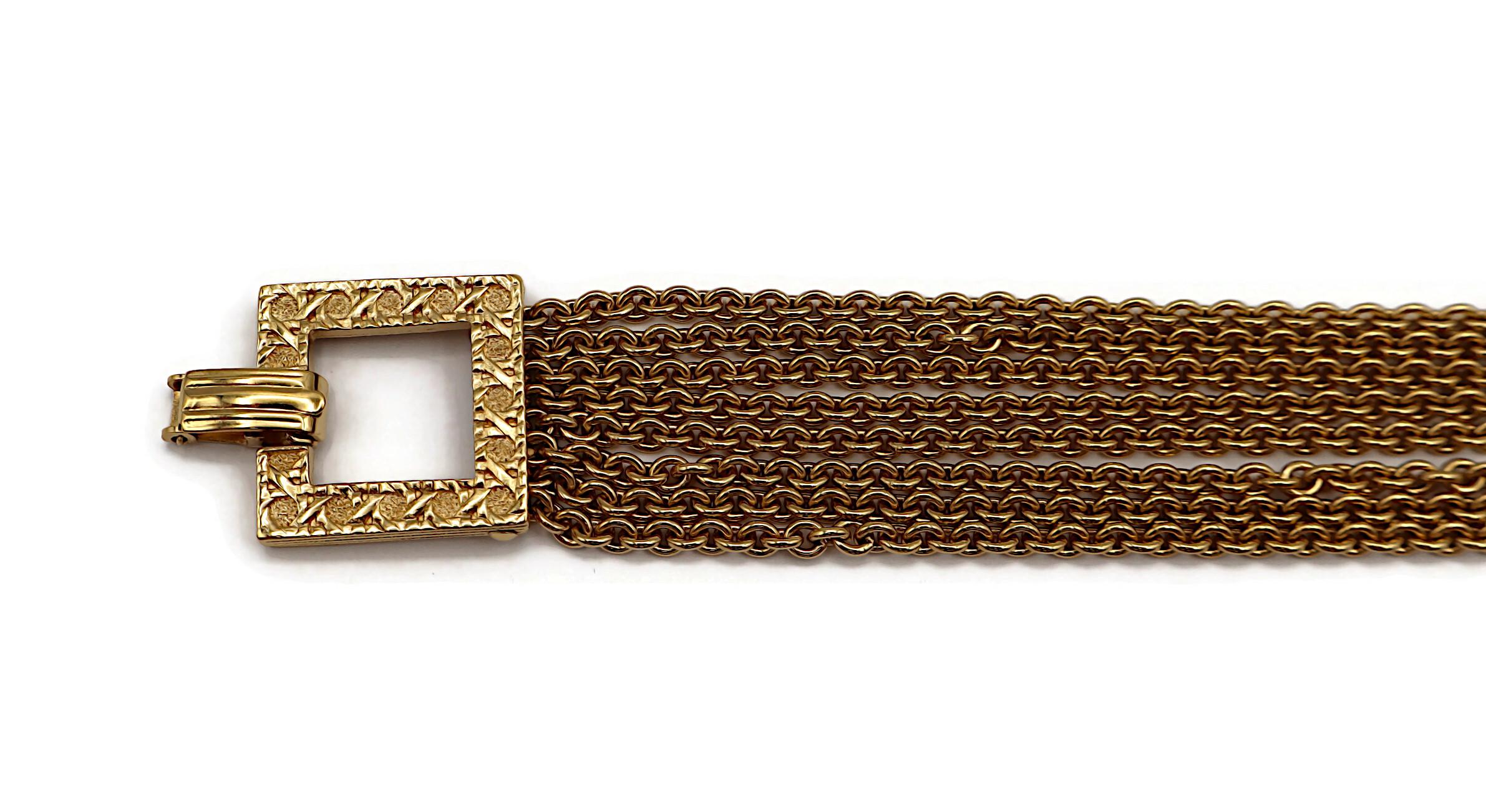 Women's CHRISTIAN DIOR Vintage Gold Tone Multi Chain Cannage Link Necklace For Sale