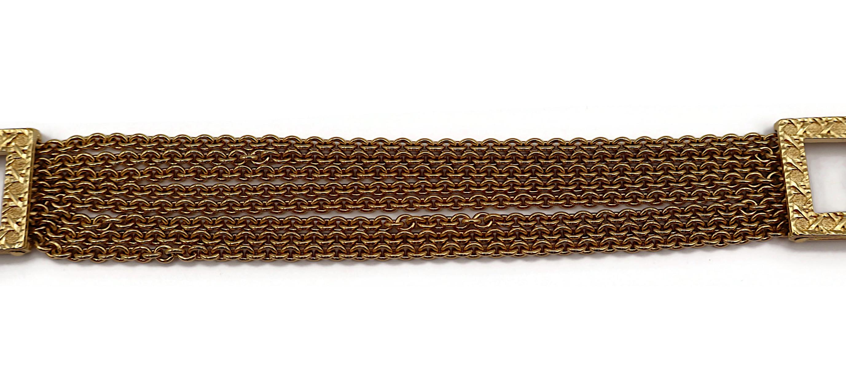 CHRISTIAN DIOR Vintage Gold Tone Multi Chain Cannage Link Necklace For Sale 1