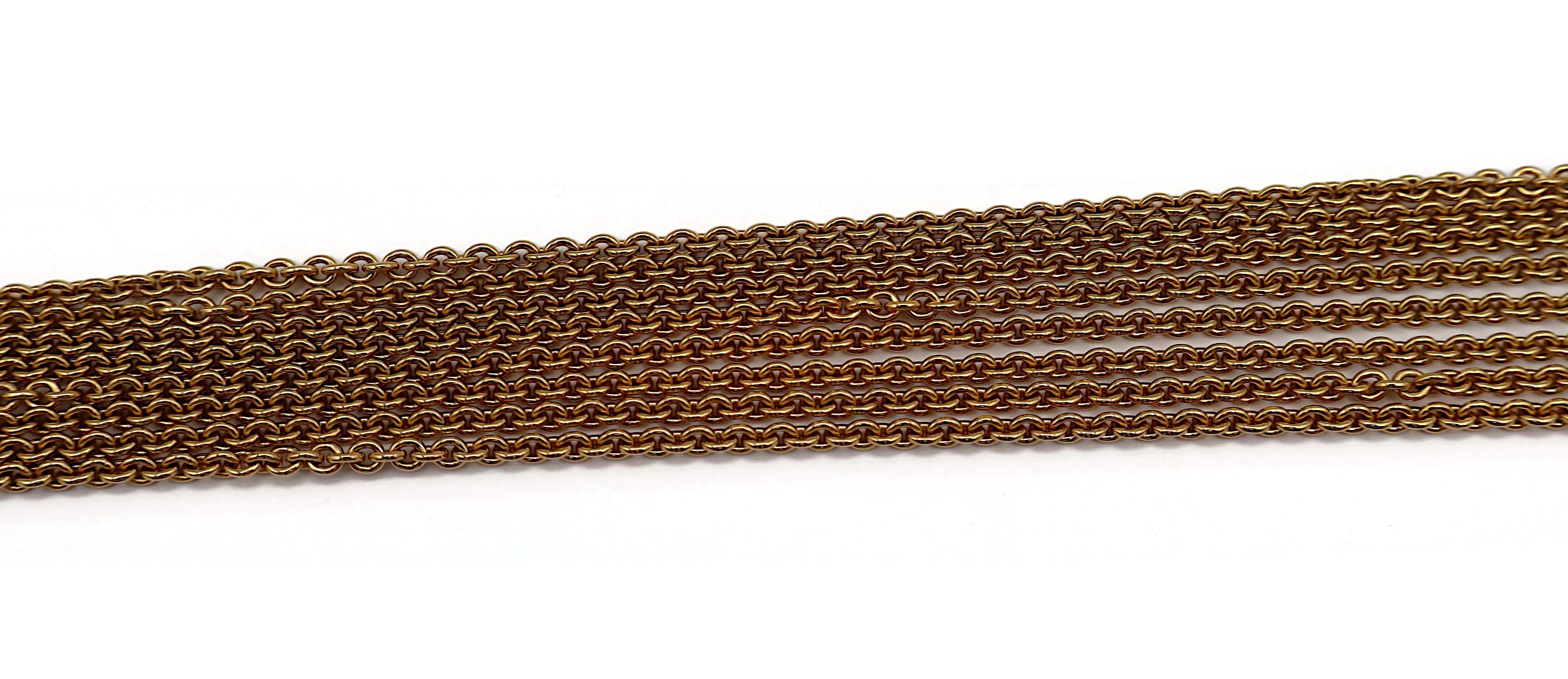 CHRISTIAN DIOR Vintage Gold Tone Multi Chain Cannage Link Necklace For Sale 3