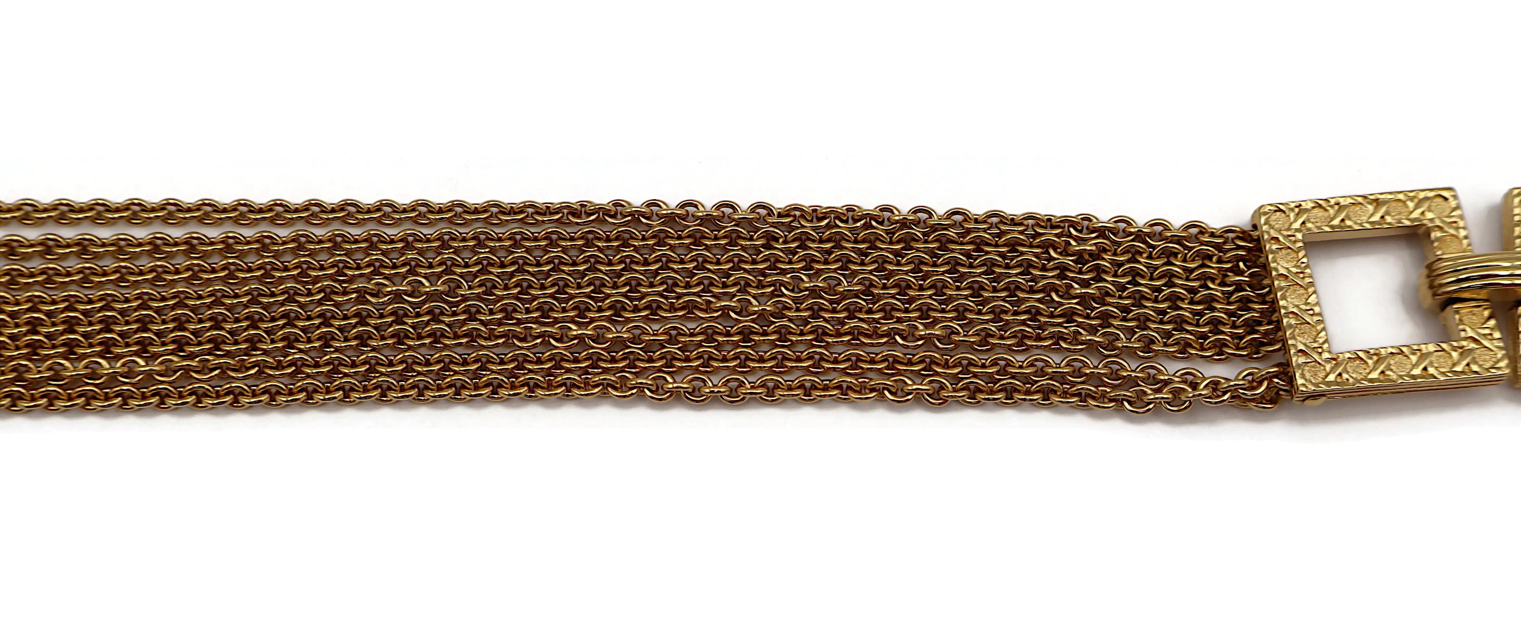 CHRISTIAN DIOR Vintage Gold Tone Multi Chain Cannage Link Necklace For Sale 4