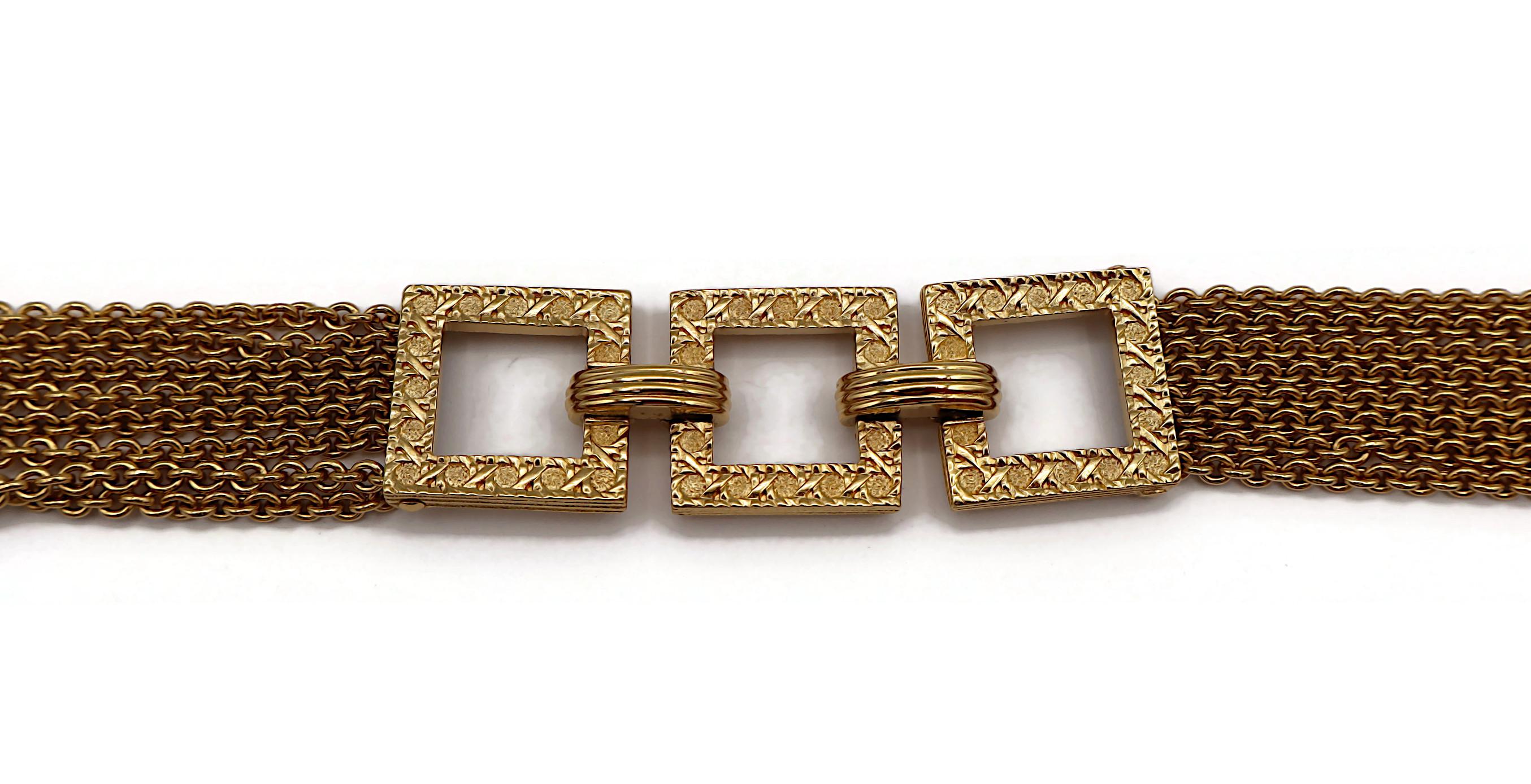 CHRISTIAN DIOR Vintage Gold Tone Multi Chain Cannage Link Necklace For Sale 5