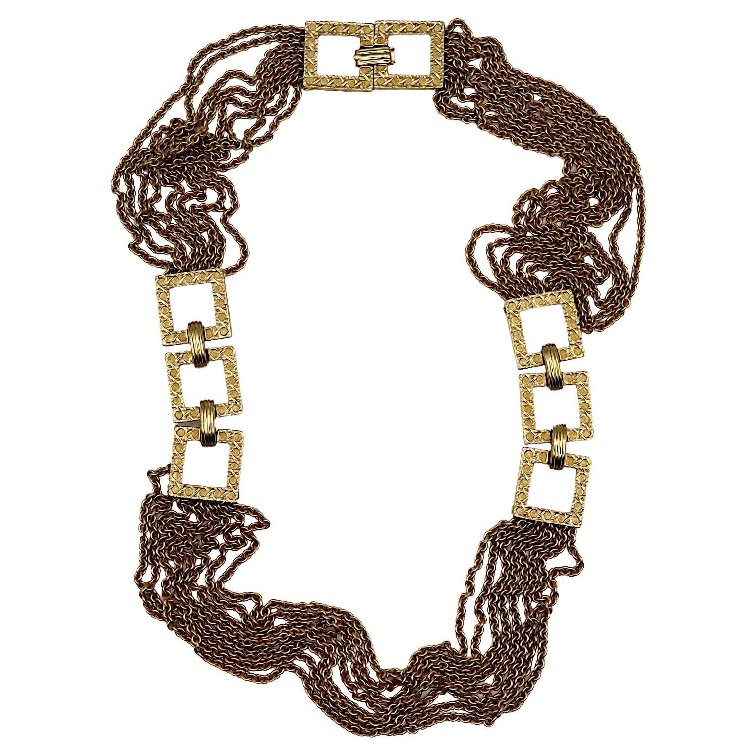 CHRISTIAN DIOR Collana Cannage Vintage con catena multipla in tonalità oro