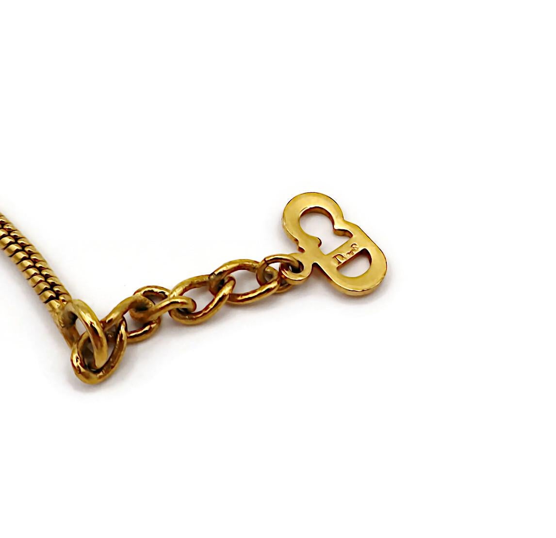 CHRISTIAN DIOR Vintage Gold Tone Spellout Bracelet For Sale 5