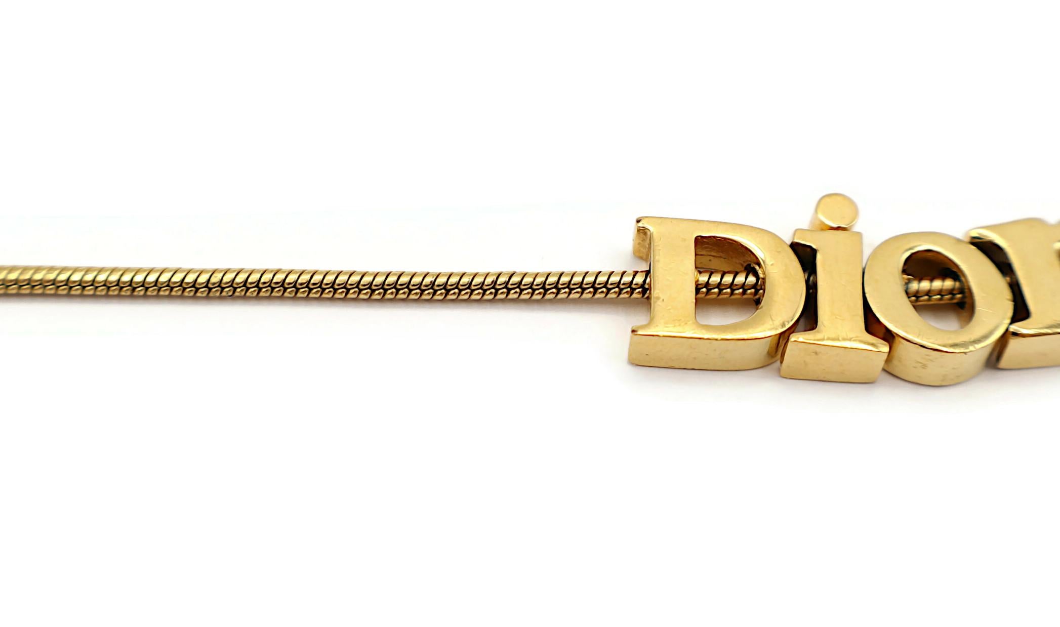 Women's CHRISTIAN DIOR Vintage Gold Tone Spellout Bracelet For Sale