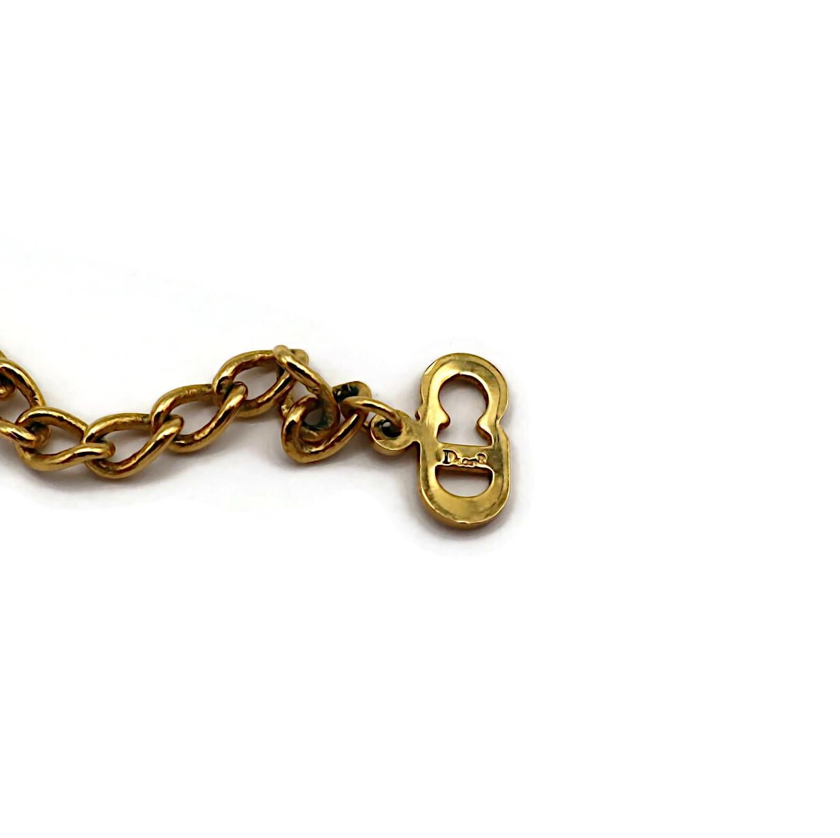 CHRISTIAN DIOR Vintage Gold Tone Spellout Necklace For Sale 8
