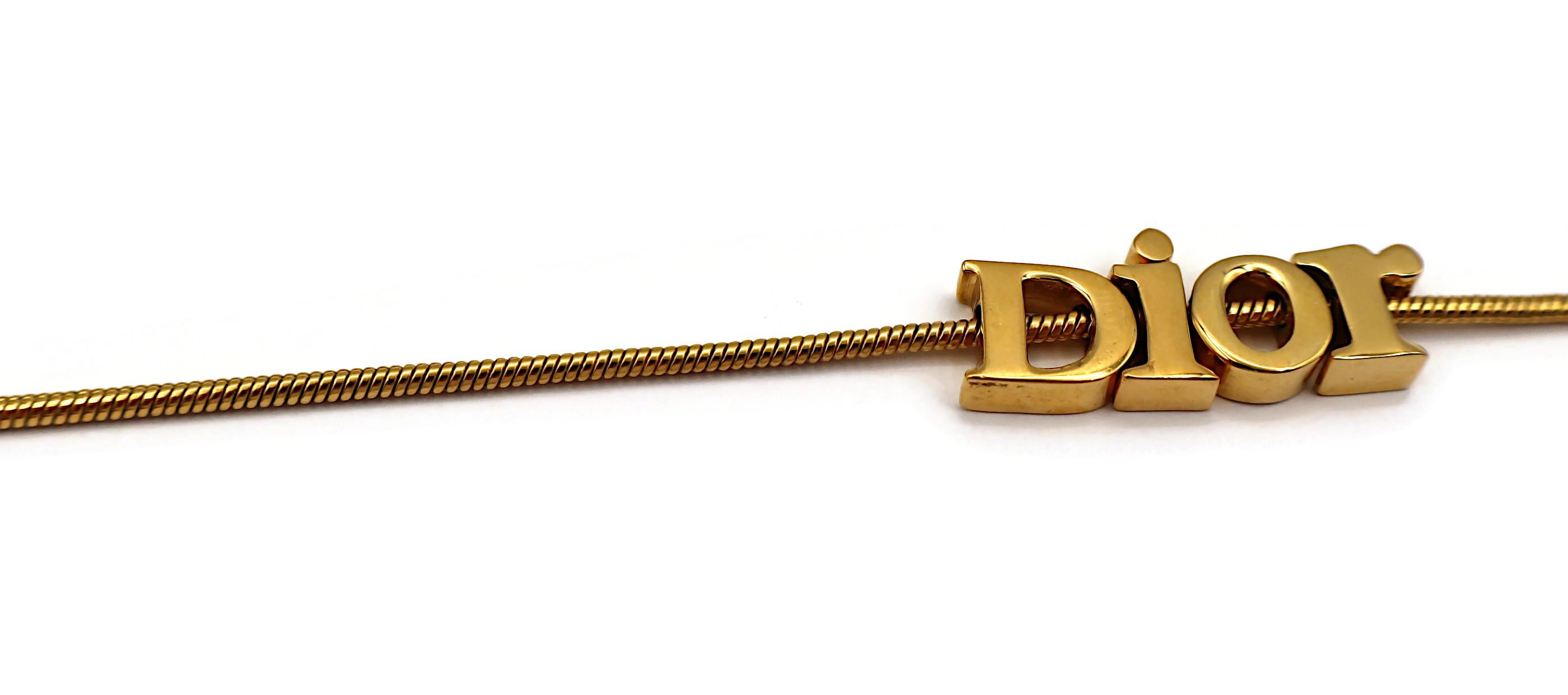 CHRISTIAN DIOR Vintage Gold Tone Spellout Necklace For Sale 2