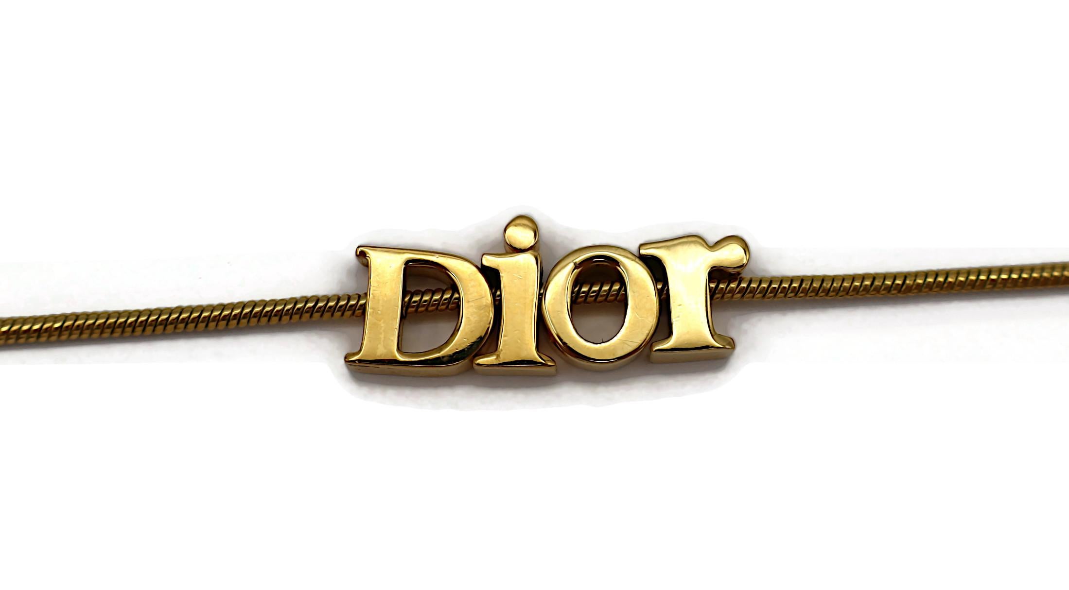 CHRISTIAN DIOR Vintage Gold Tone Spellout Necklace For Sale 3
