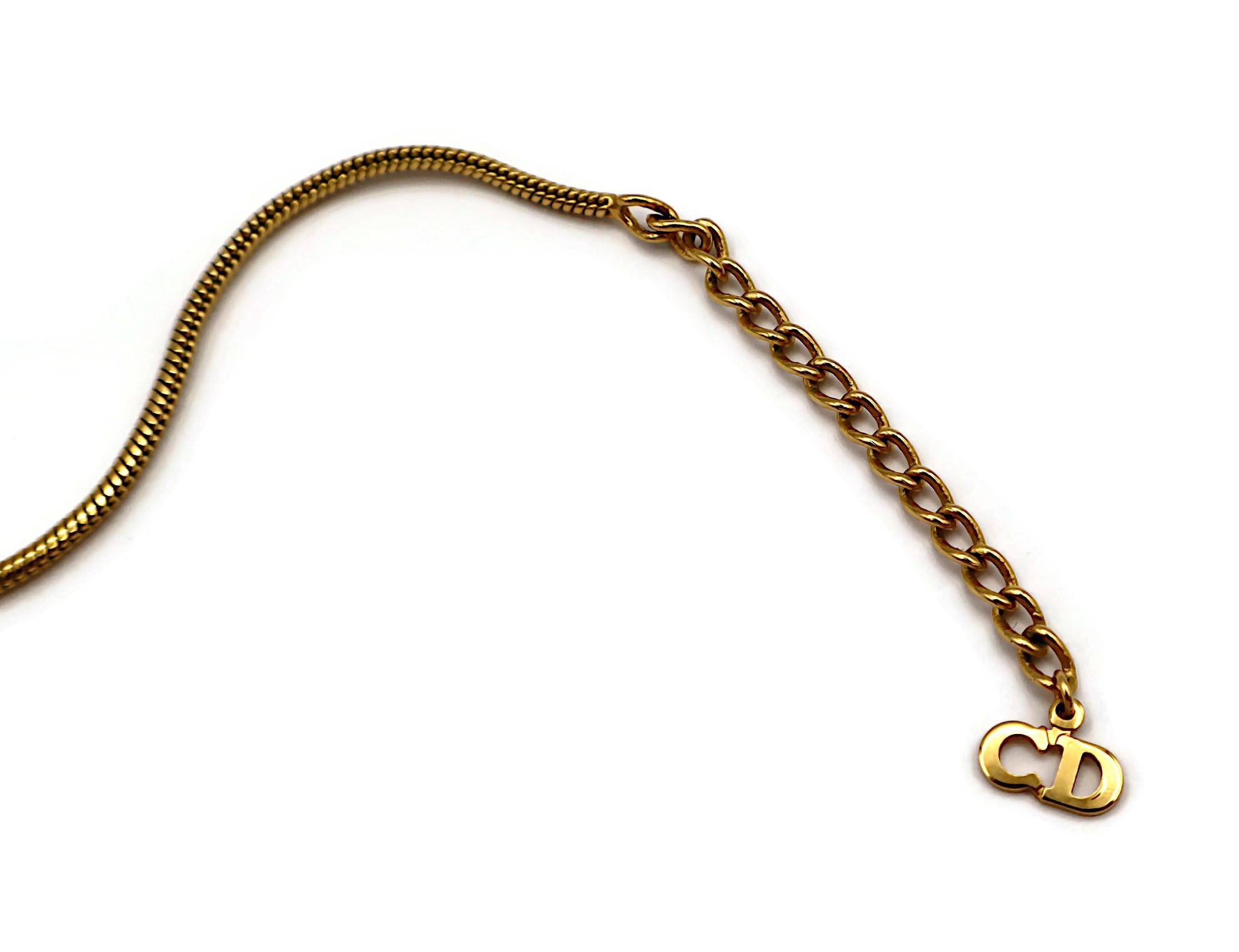CHRISTIAN DIOR Vintage Gold Tone Spellout Necklace For Sale 6