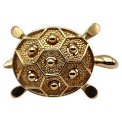 CHRISTIAN DIOR Vintage Gold-Tone Turtle Brooch