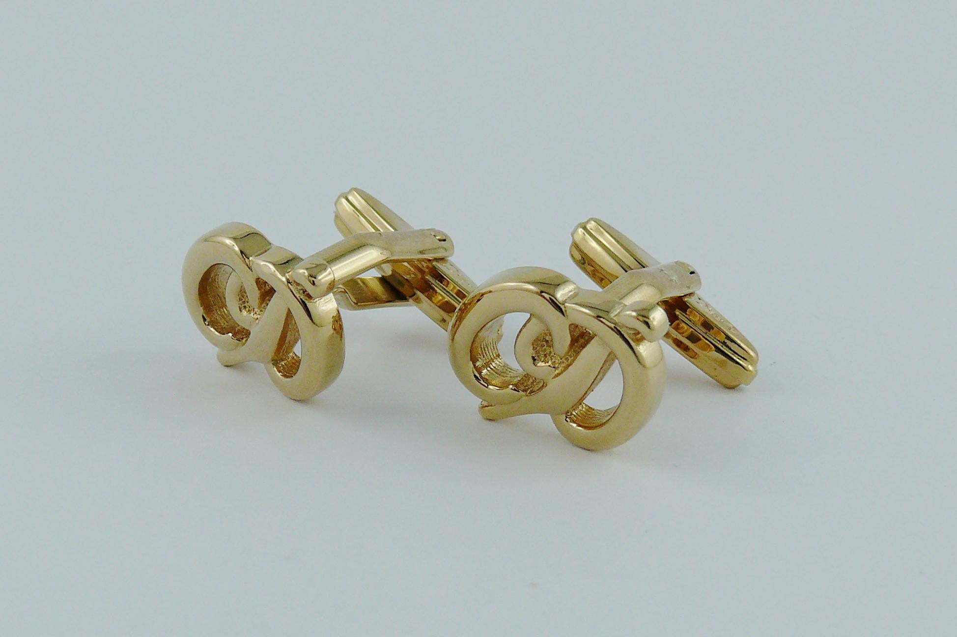 Christian Dior Vintage Gold Toned CD Cufflinks at 1stDibs christian