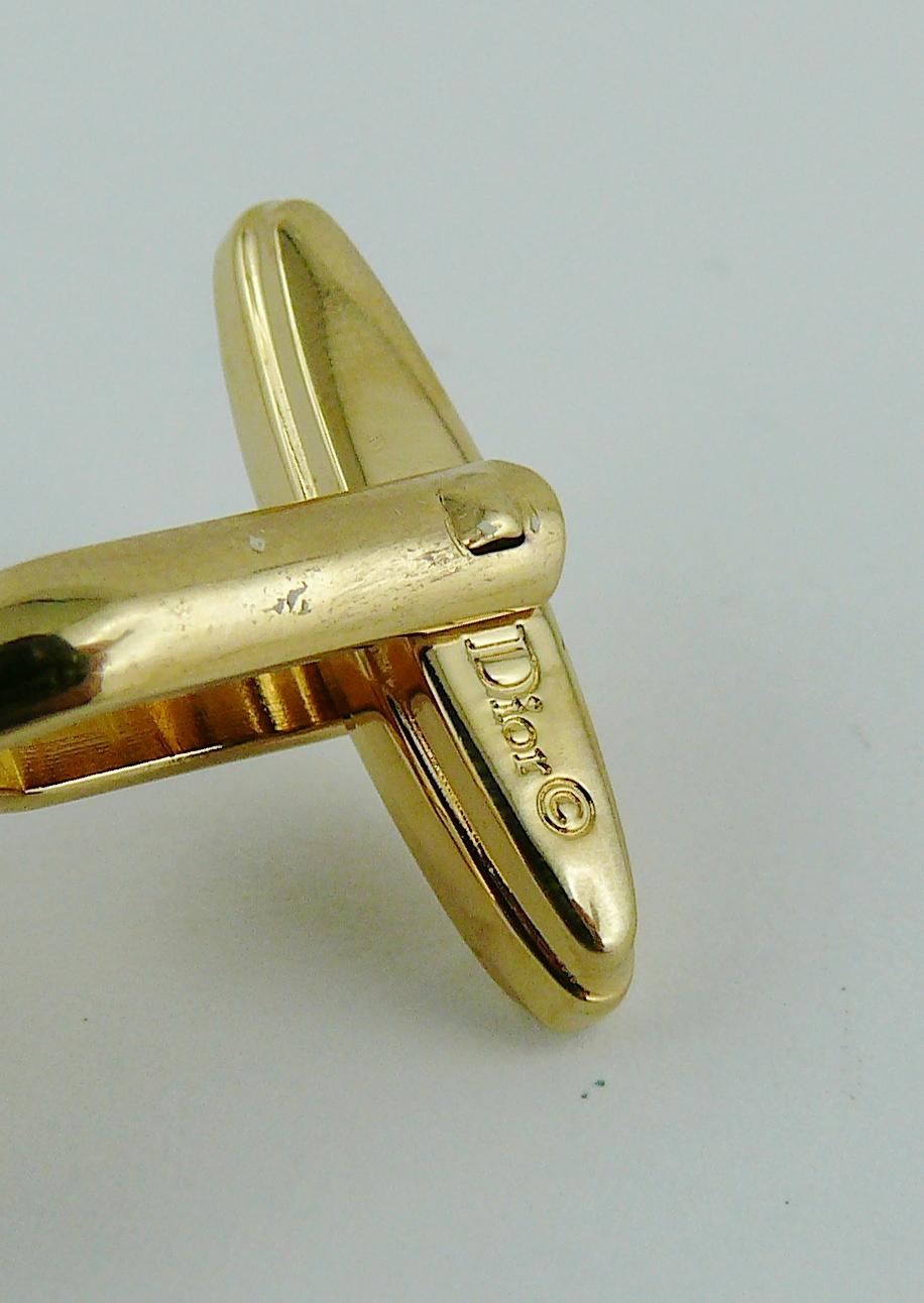 Women's or Men's Christian Dior Vintage Gold Toned CD Cufflinks