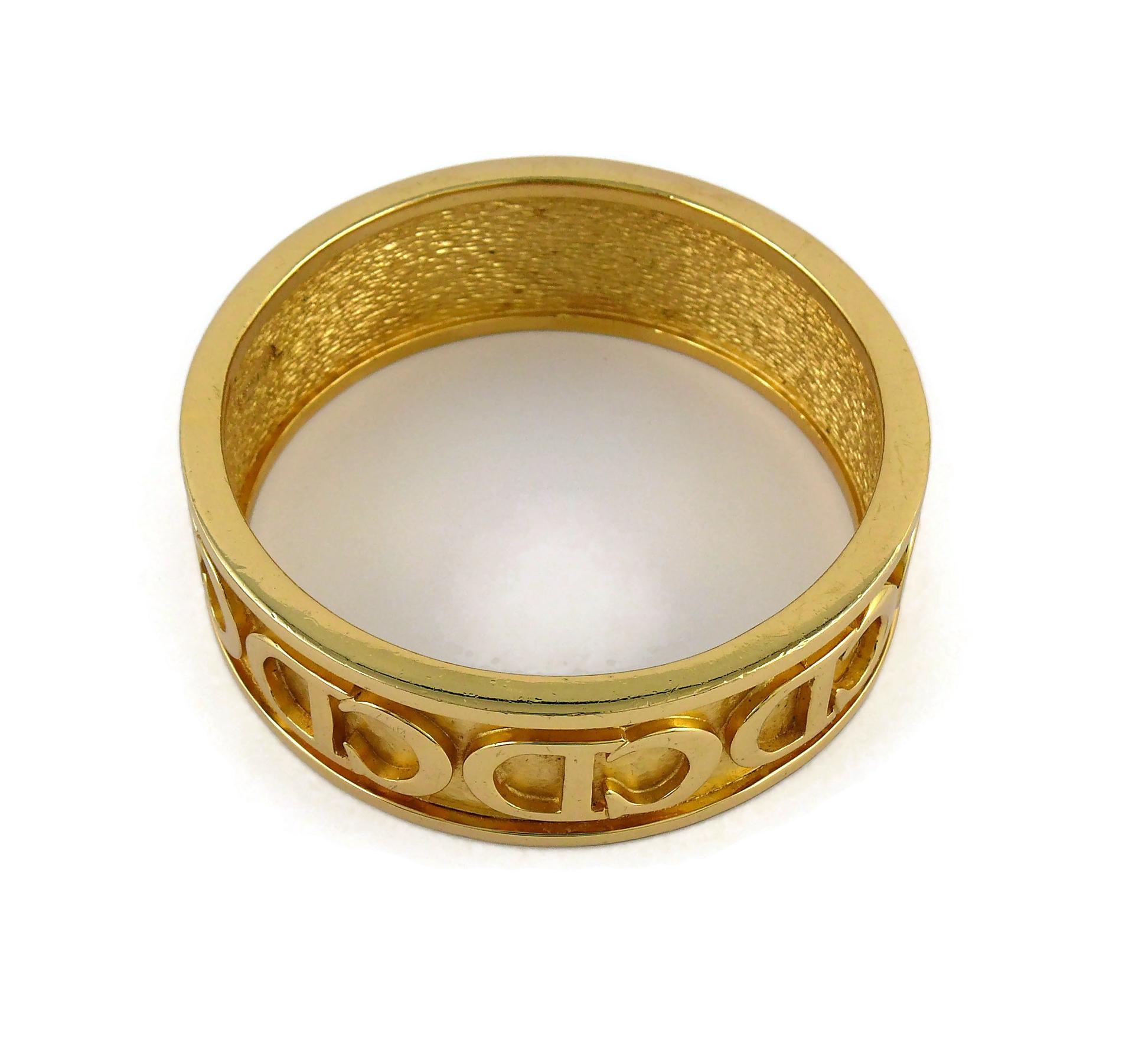 Christian Dior Vintage Gold Toned CD Logo Bracelet For Sale 3