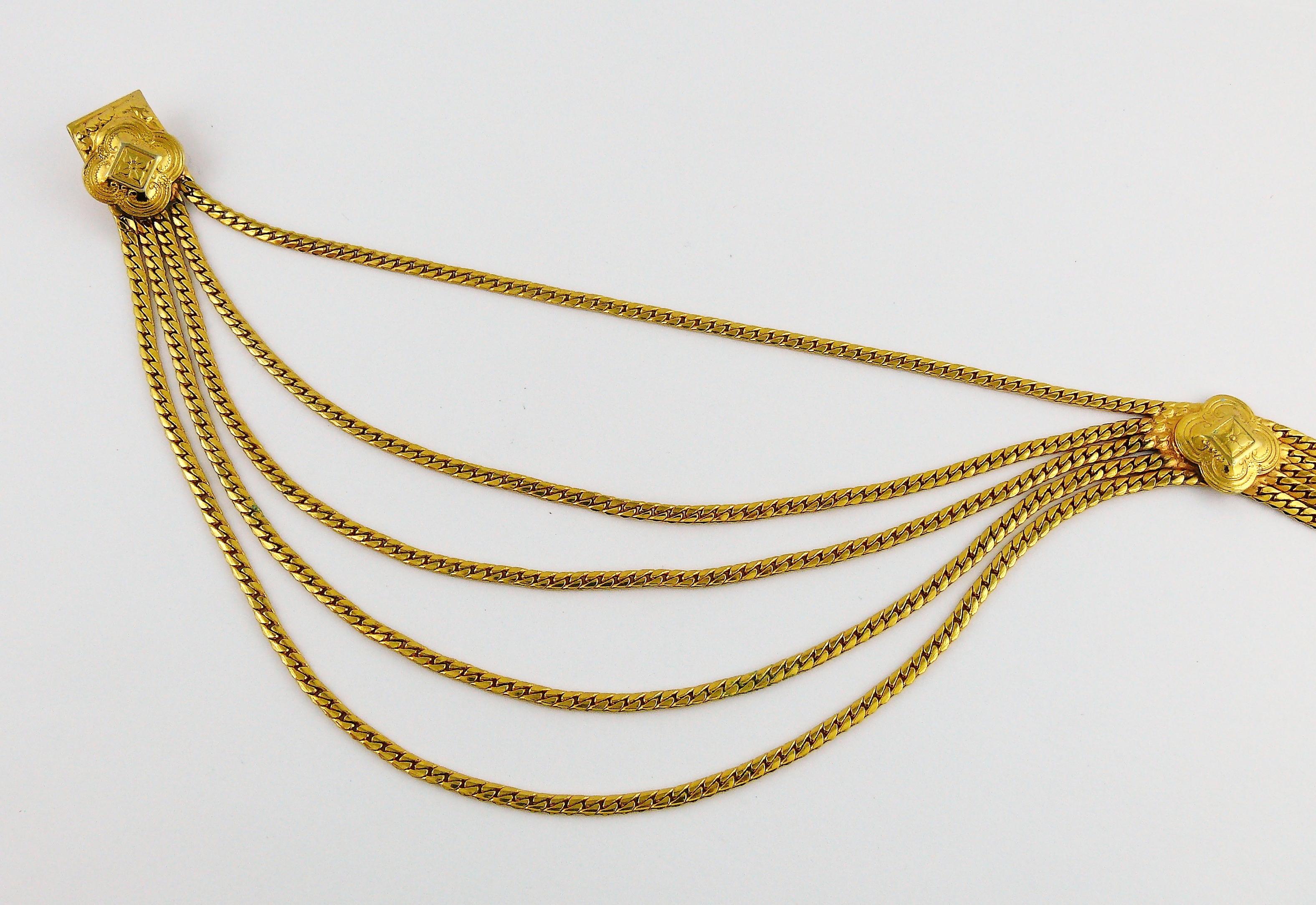 Christian Dior Vintage Gold Toned Chain Link Draping Belt 3