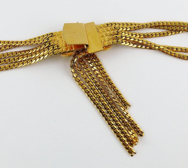 Christian Dior Vintage Gold Toned Chain Link Draping Belt For Sale at