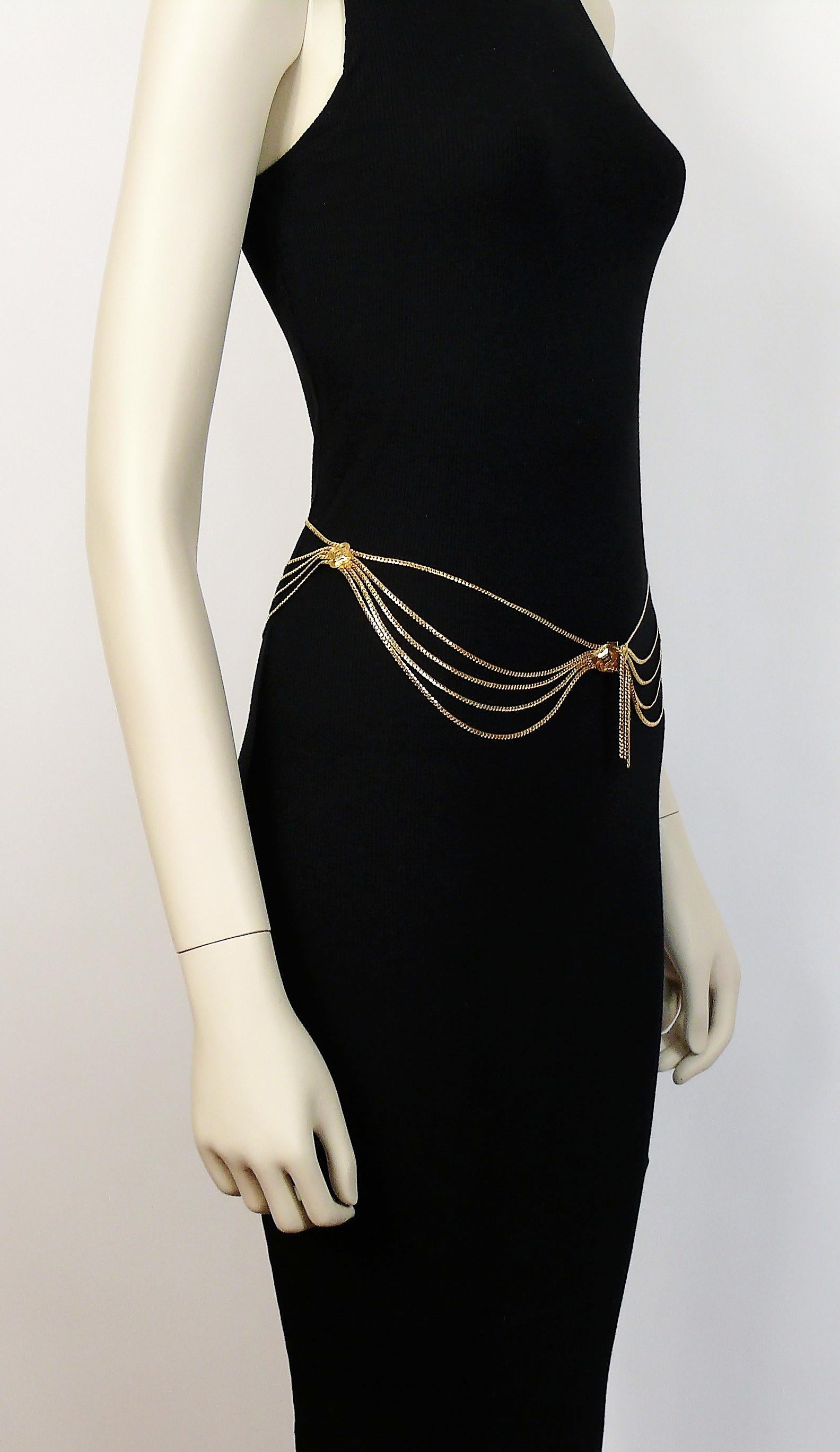 Christian Dior Vintage Gold Toned Chain Link Draping Belt 1
