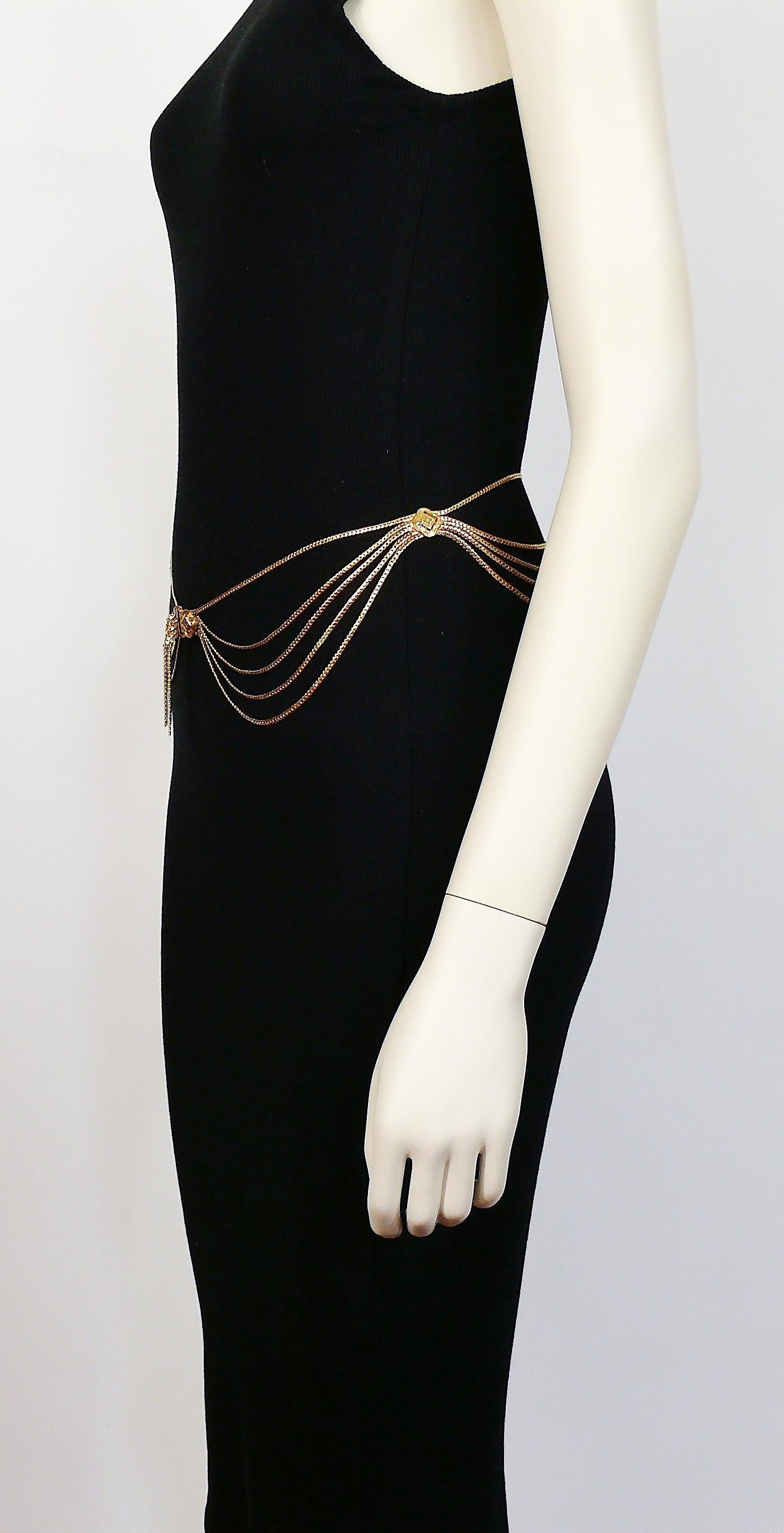 Christian Dior Vintage Gold Toned Chain Link Draping Belt 2