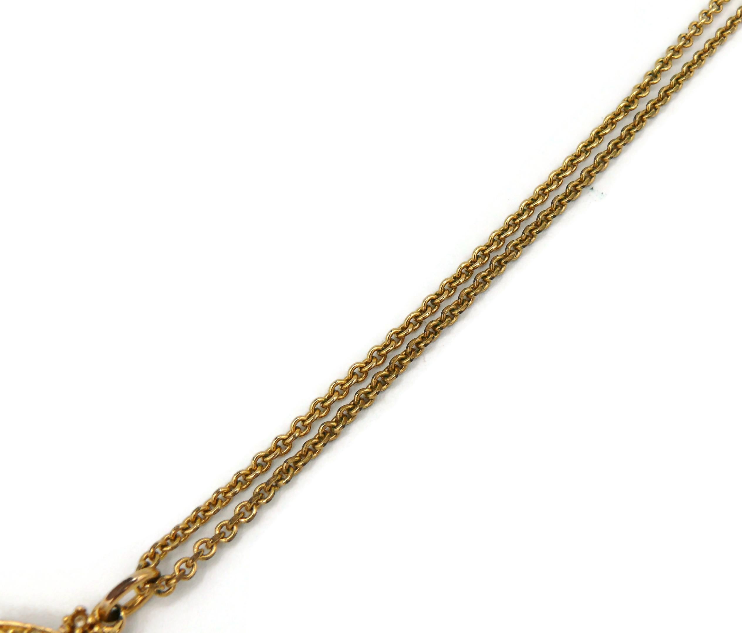 Christian Dior Collier pendentif vintage en forme d'abeille en or avec bijoux dorés en vente 8