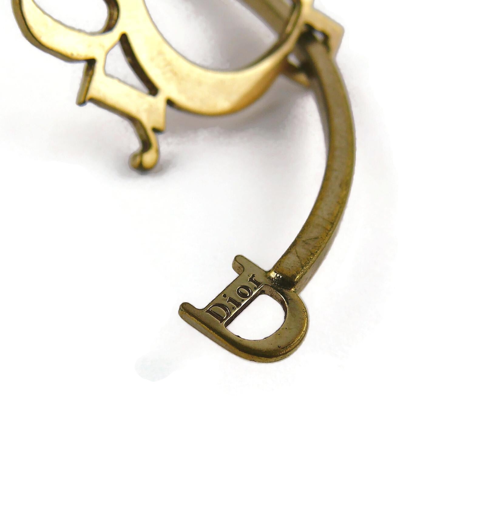 Christian Dior Vintage Gold Toned Logo Hoop Earrings 5