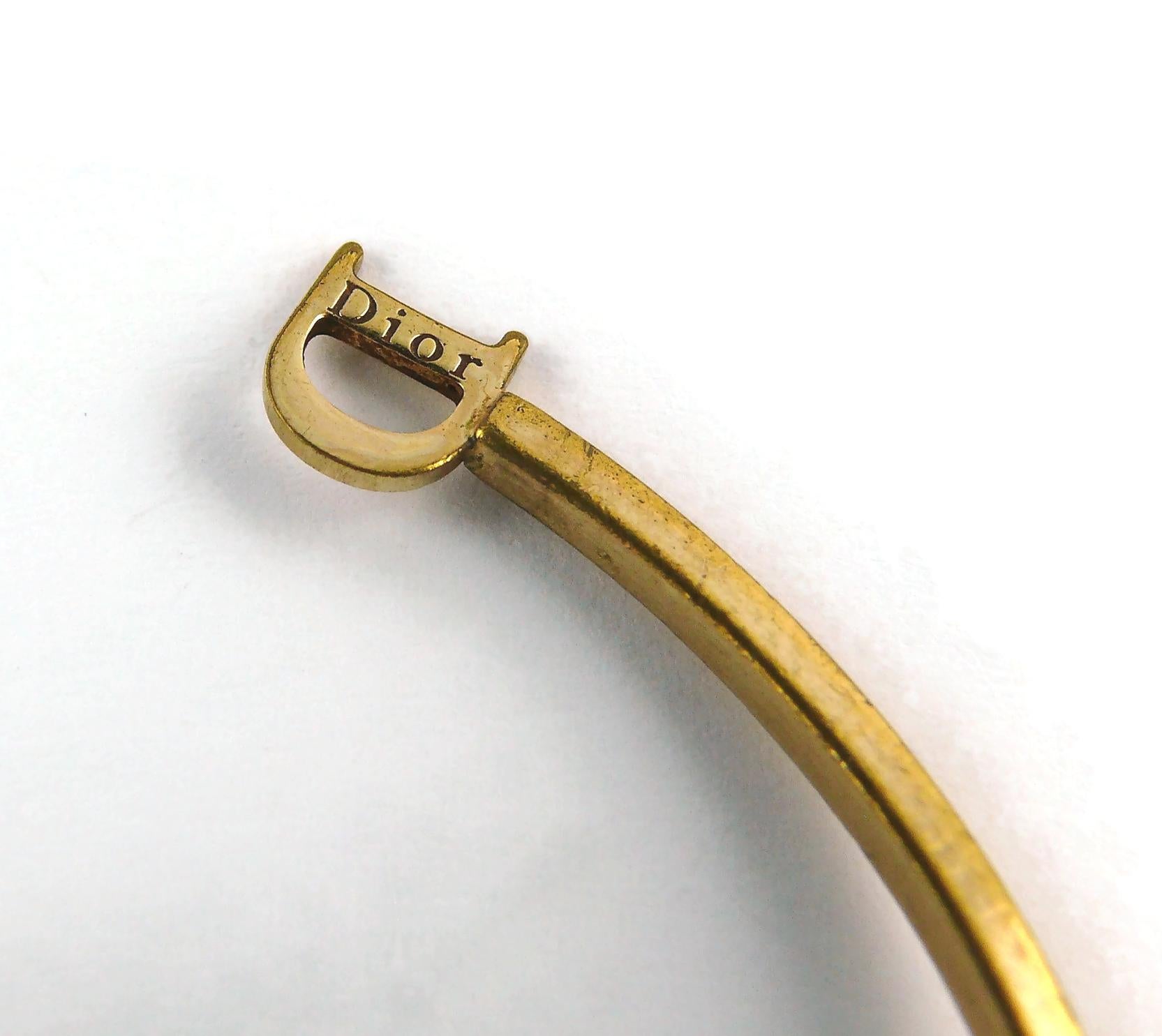 Christian Dior Vintage Gold Toned Logo Hoop Earrings 6