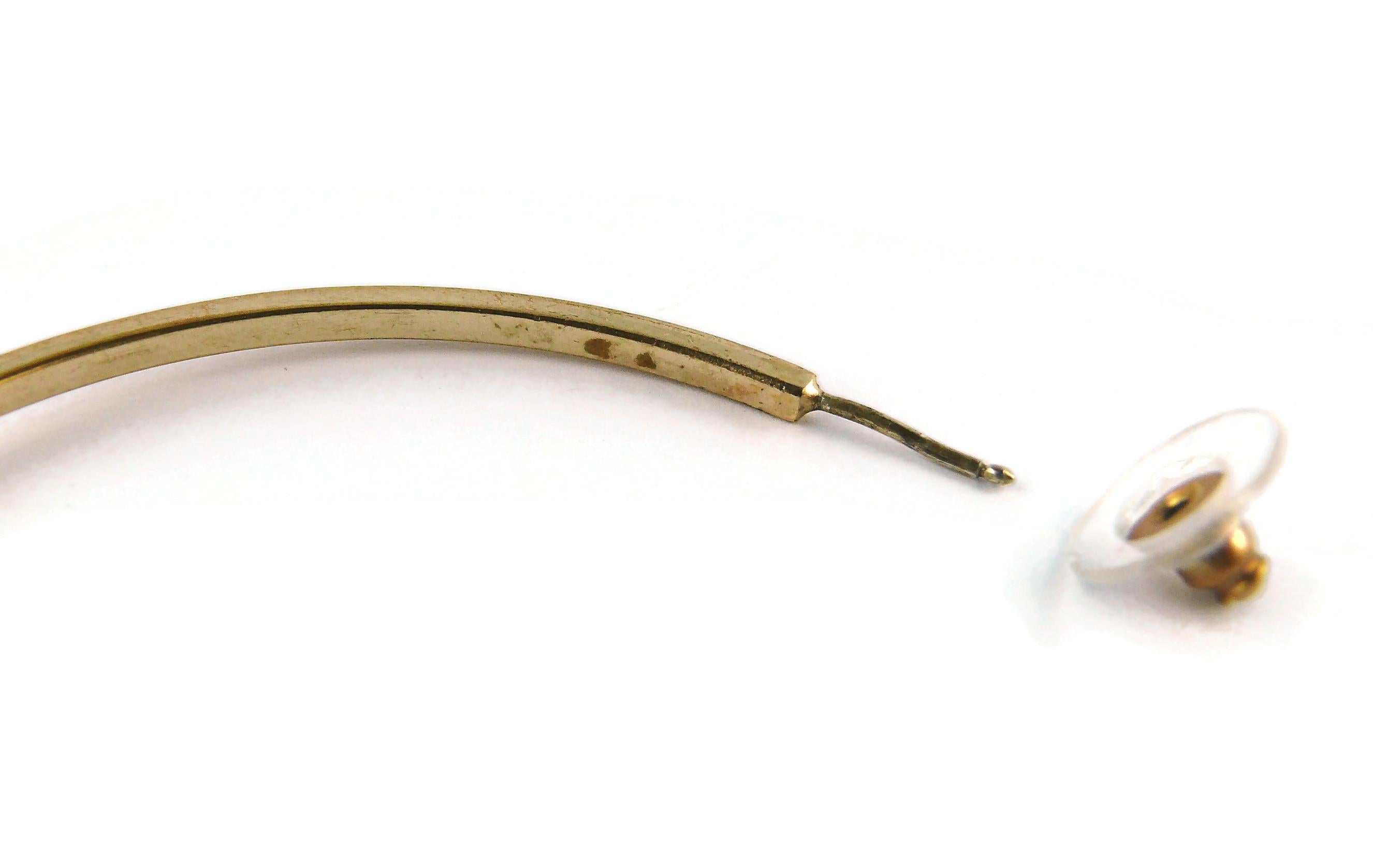 Christian Dior Vintage Gold Toned Logo Hoop Earrings 7