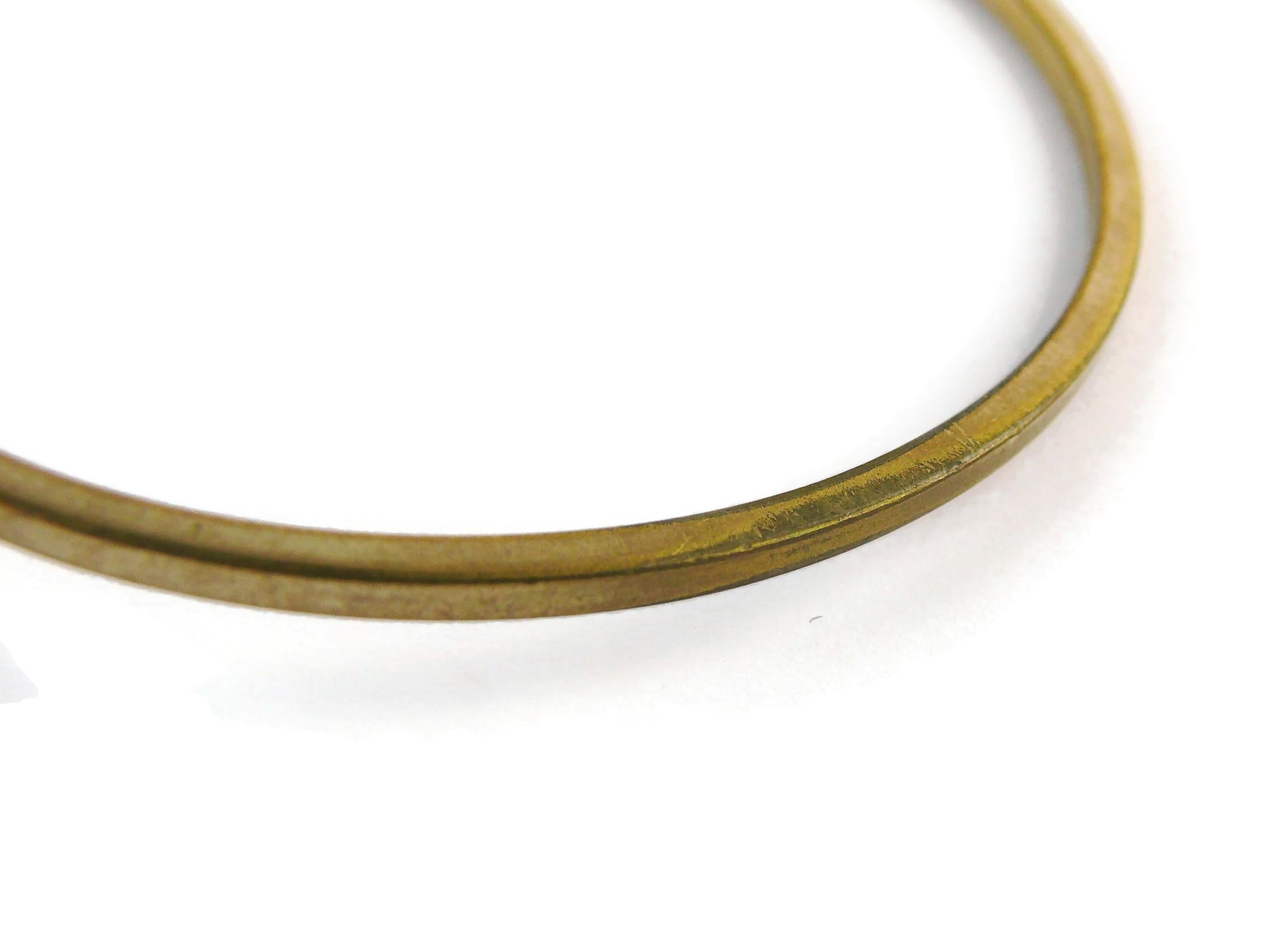 Christian Dior Vintage Gold Toned Logo Hoop Earrings 9