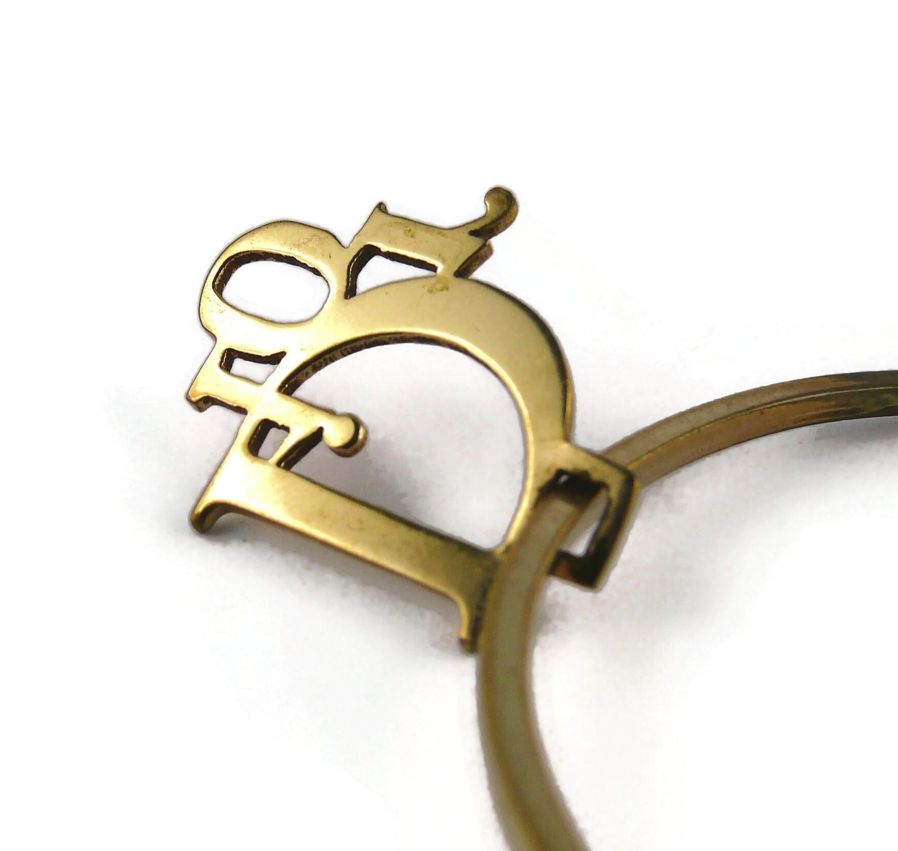 Christian Dior Vintage Gold Toned Logo Hoop Earrings 13