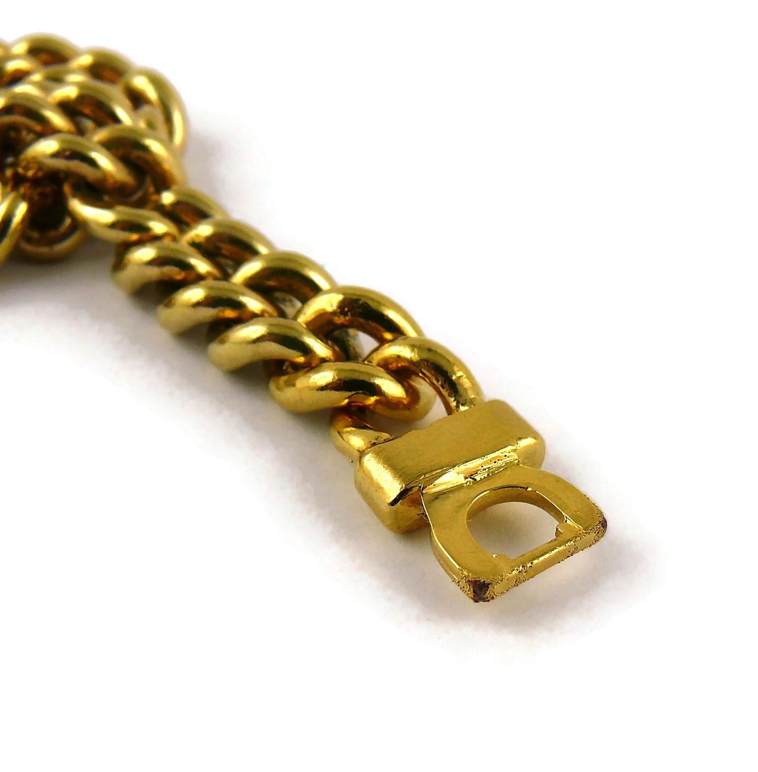 Christian Dior Vintage Gold Toned Logo Medallions Chain Sautoir Necklace 6