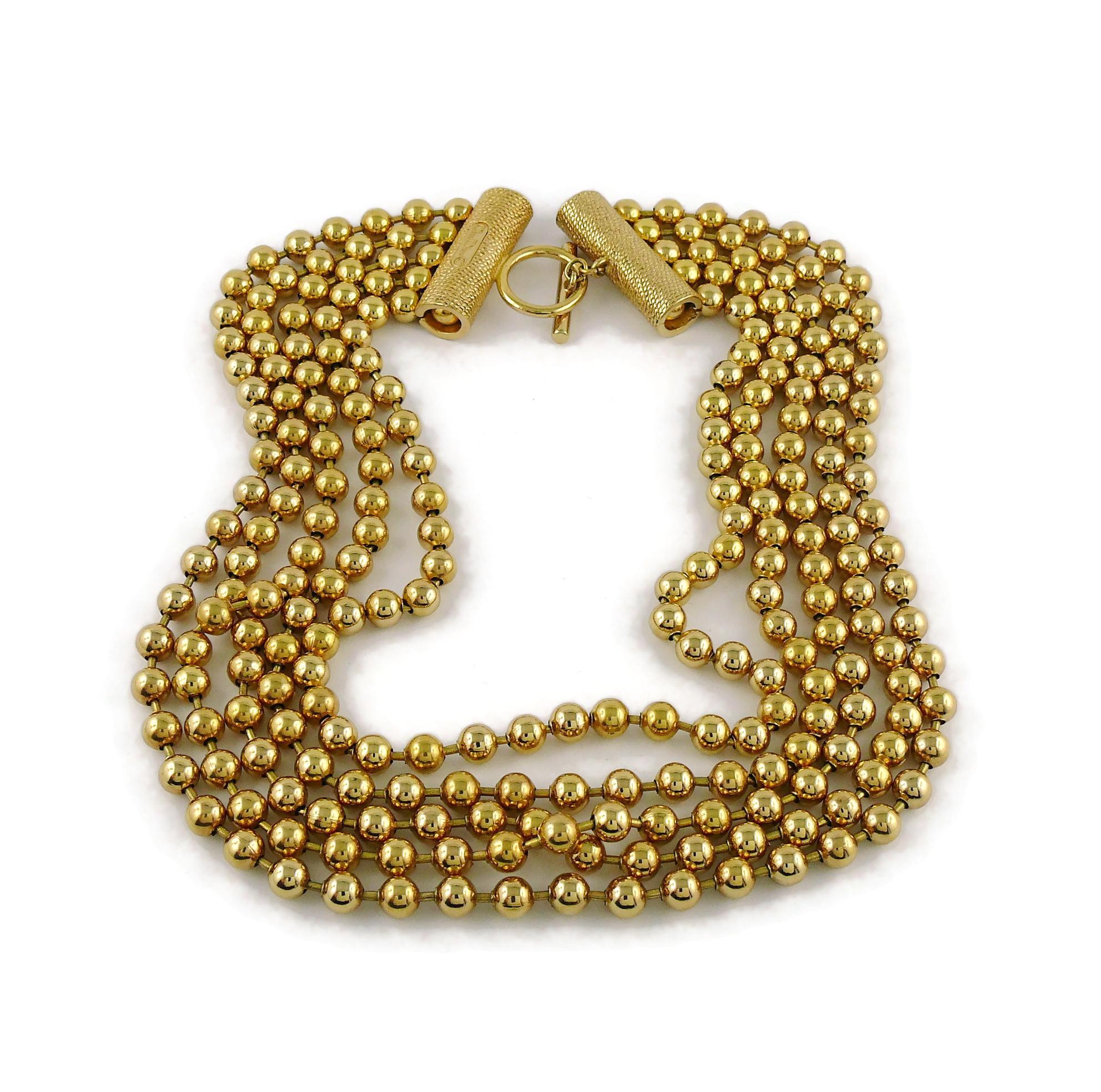 Christian Dior Vintage Gold Toned Pearls Multi Strand Necklace 6