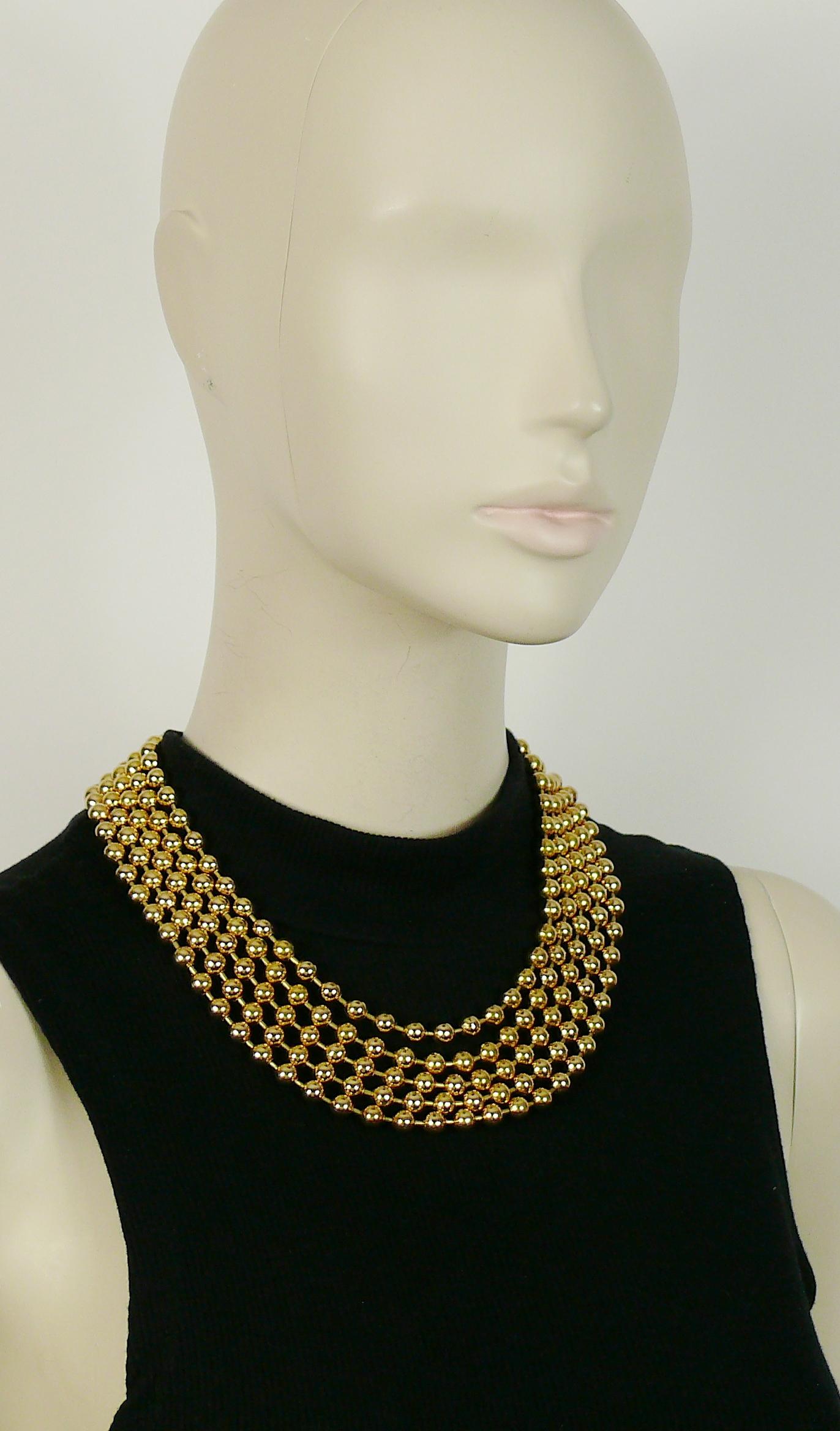 Christian Dior Vintage Gold Toned Pearls Multi Strand Necklace 1