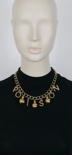 Christian Dior Vintage Gold Toned Poison Flacons Necklace