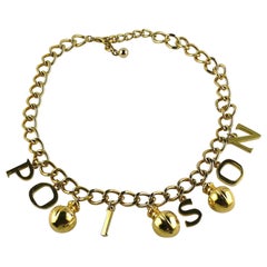 Christian Dior Vintage Gold Toned Poison Flacons Necklace