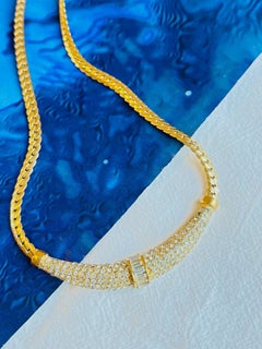 Collar unisex de Christian Dior Vintage con colgante de media luna de cristal dorado