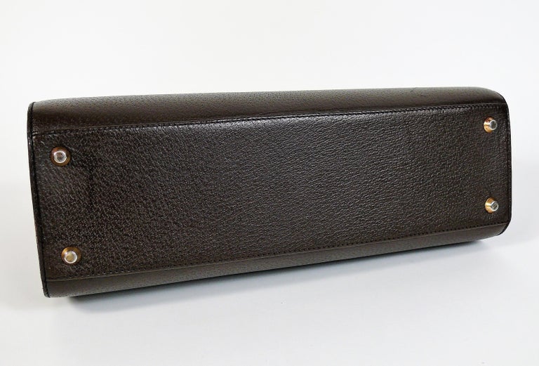 Christian Dior Vintage Grained Brown Leahter Doctor Style Handbag For Sale 5