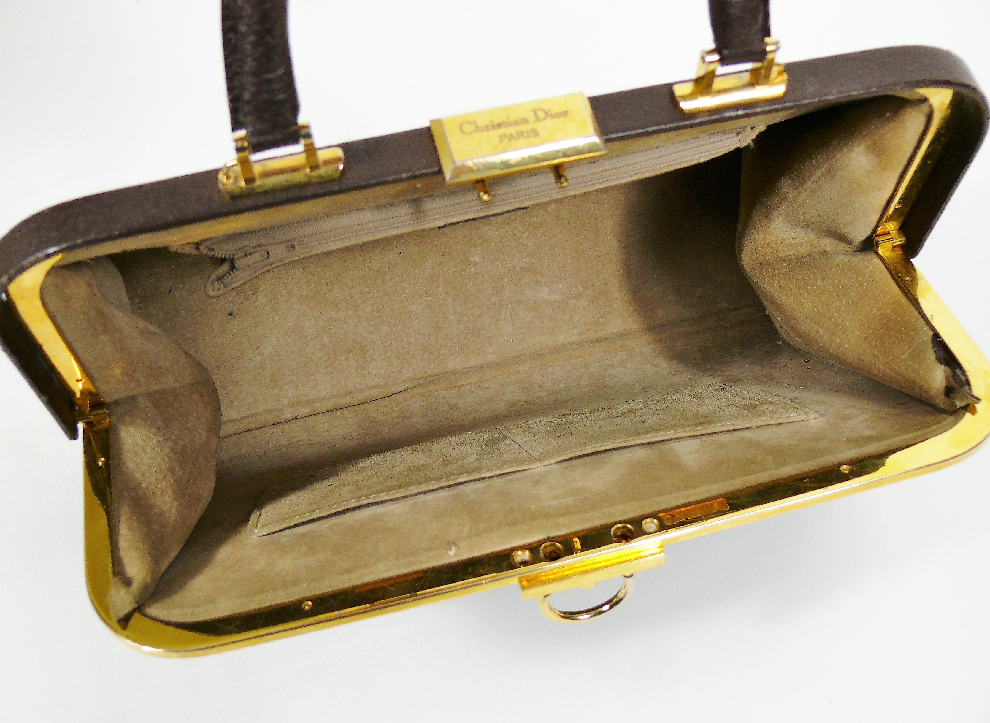 Christian Dior Vintage Grained Brown Leahter Doctor Style Handbag 3
