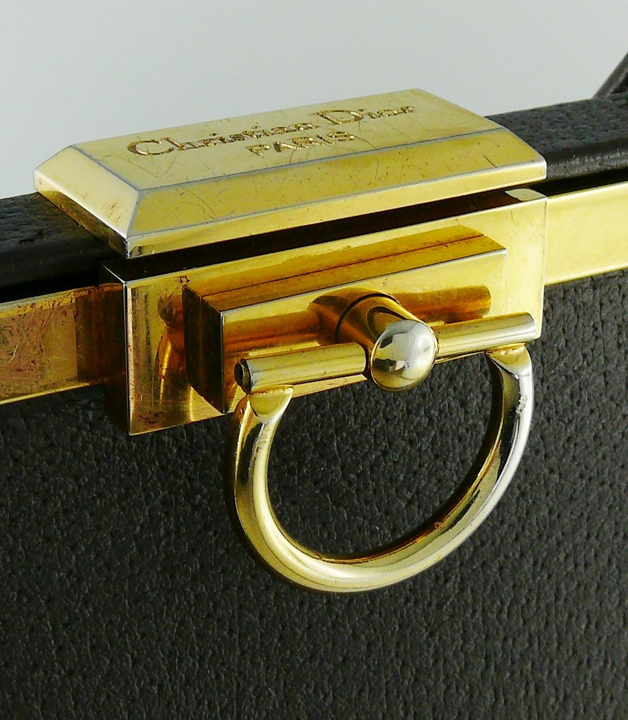 Christian Dior Vintage Grained Brown Leahter Doctor Style Handbag 5