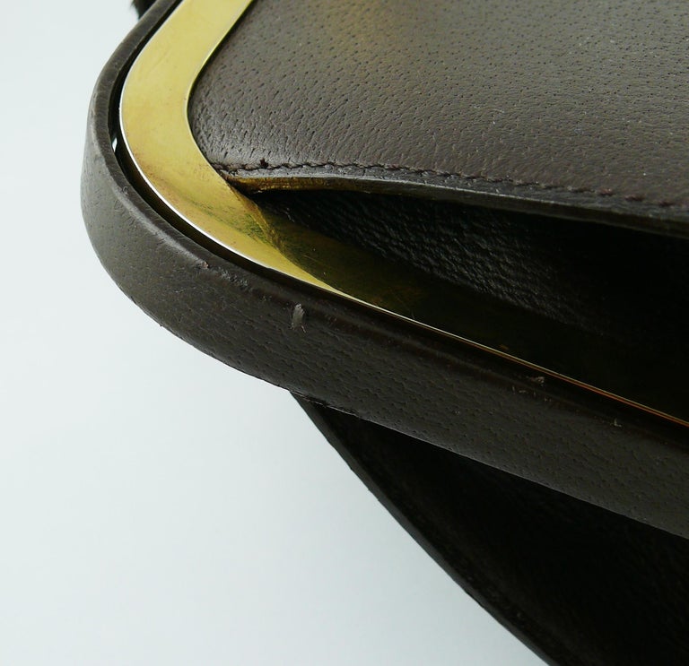 Christian Dior Vintage Grained Brown Leahter Doctor Style Handbag For Sale 11