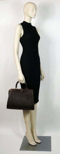 Christian Dior Vintage Grained Brown Leahter Doctor Style Handbag