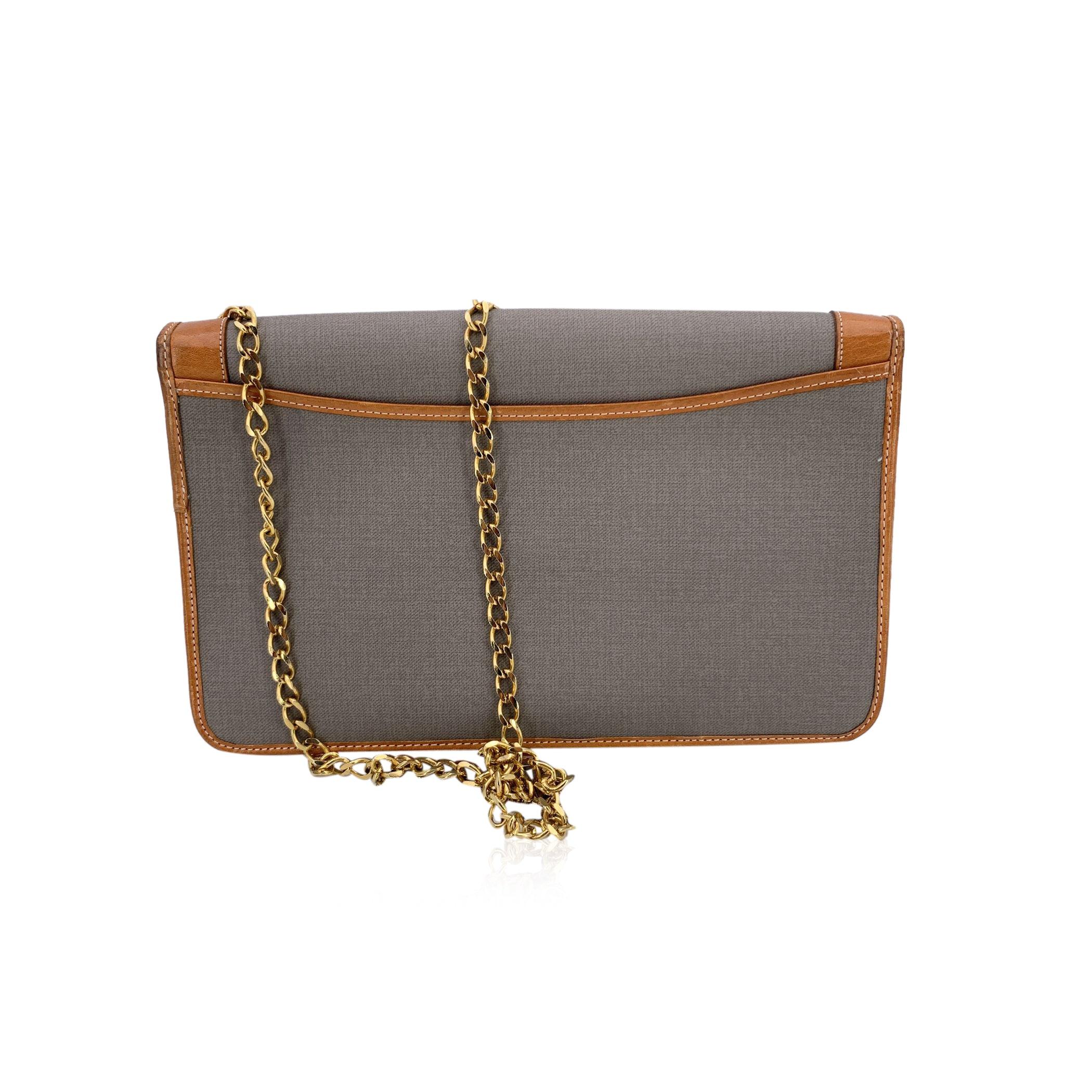 Gray Christian Dior Vintage Grey Canvas Chain Convertible Shoulder Bag For Sale