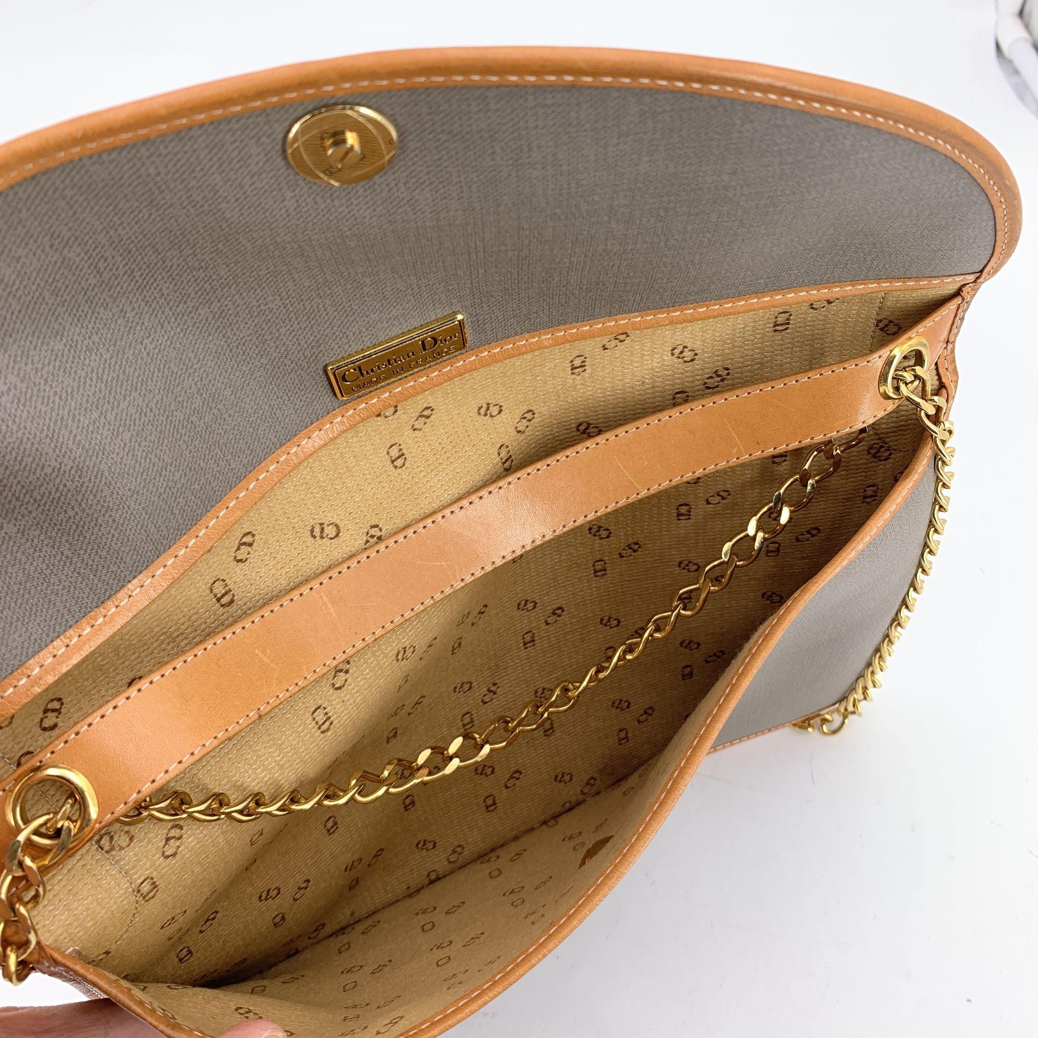 Women's Christian Dior Vintage Grey Canvas Chain Convertible Shoulder Bag For Sale