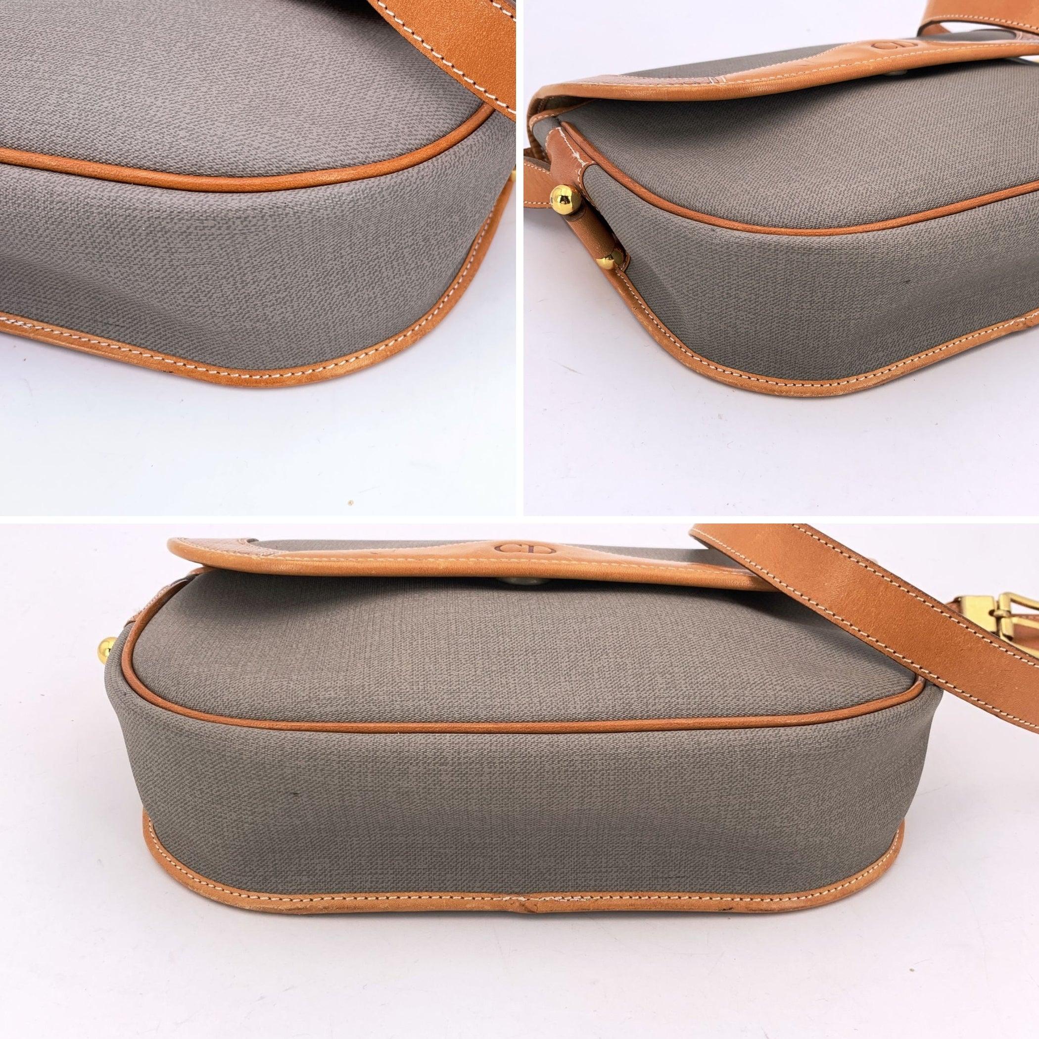 Women's or Men's Christian Dior Vintage Grey Canvas Chain Convertible Shoulder Bag For Sale